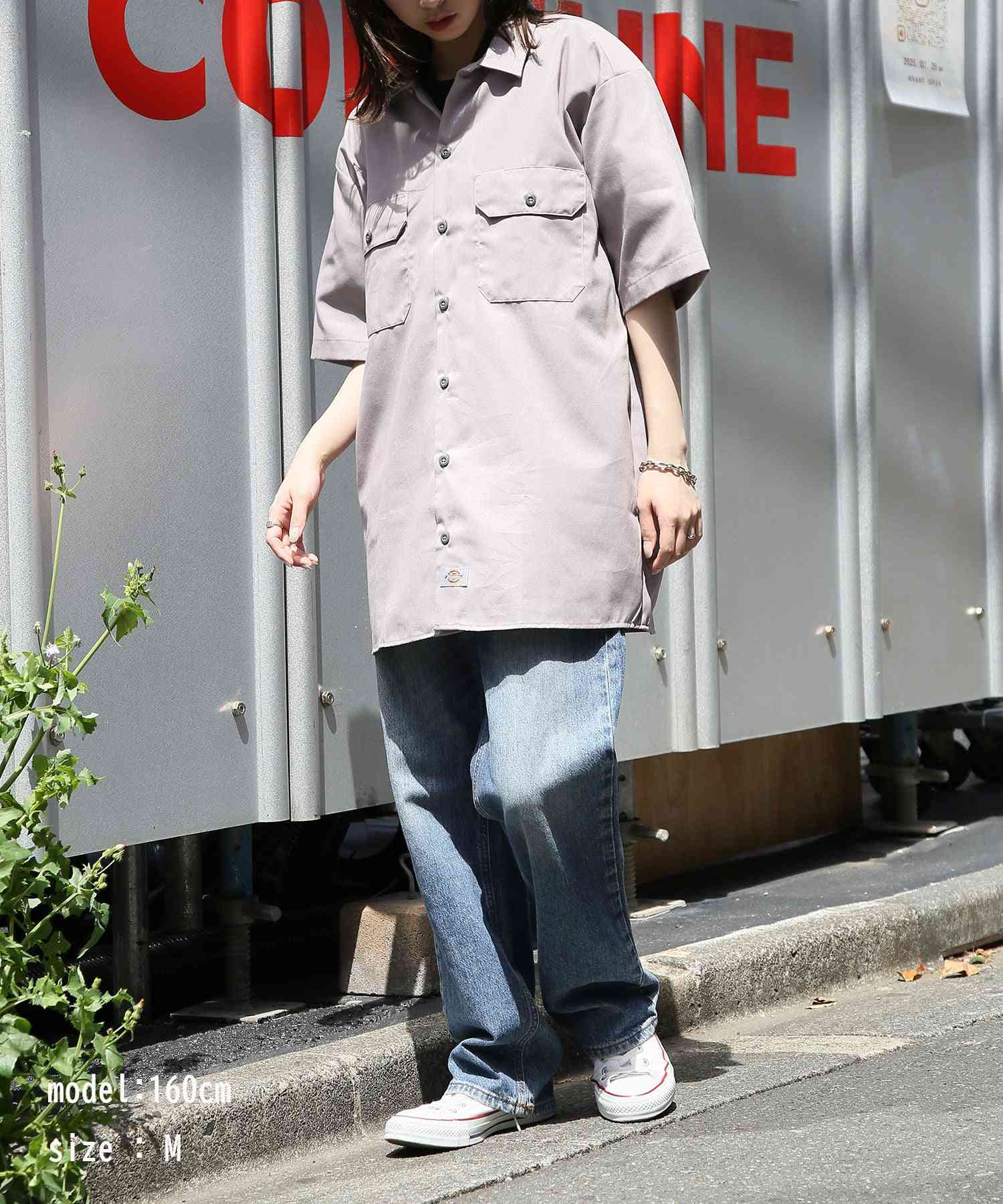 ディッキーズ Dickies 【Dickies / ディッキーズ】SHIRTS SSFQ シャツ 羽織 半袖 ワークシャツ ロゴ ワンポイント ミドル丈 1574
