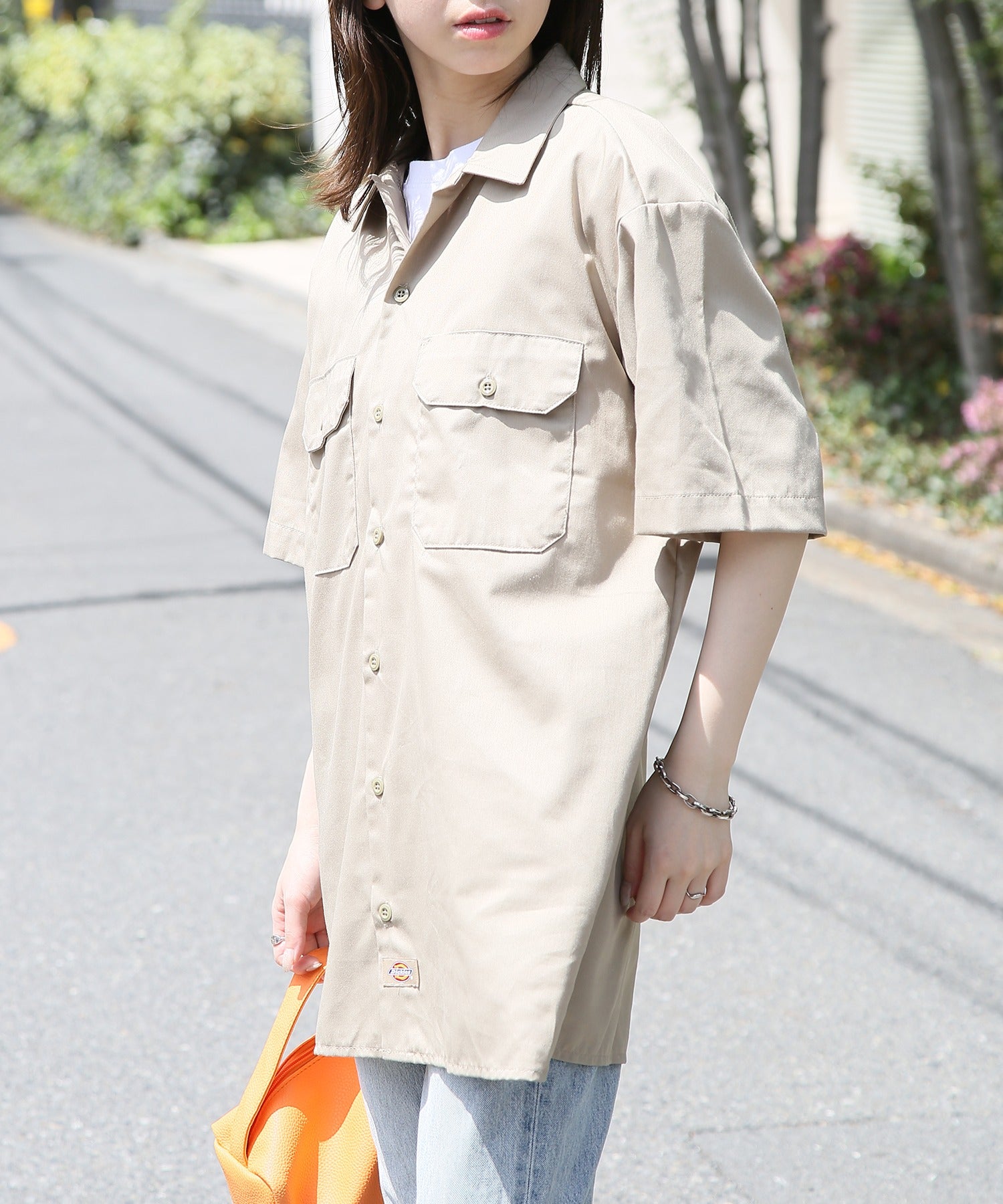 ディッキーズ Dickies 【Dickies / ディッキーズ】SHIRTS SSFQ シャツ 羽織 半袖 ワークシャツ ロゴ ワンポイント ミドル丈 1574