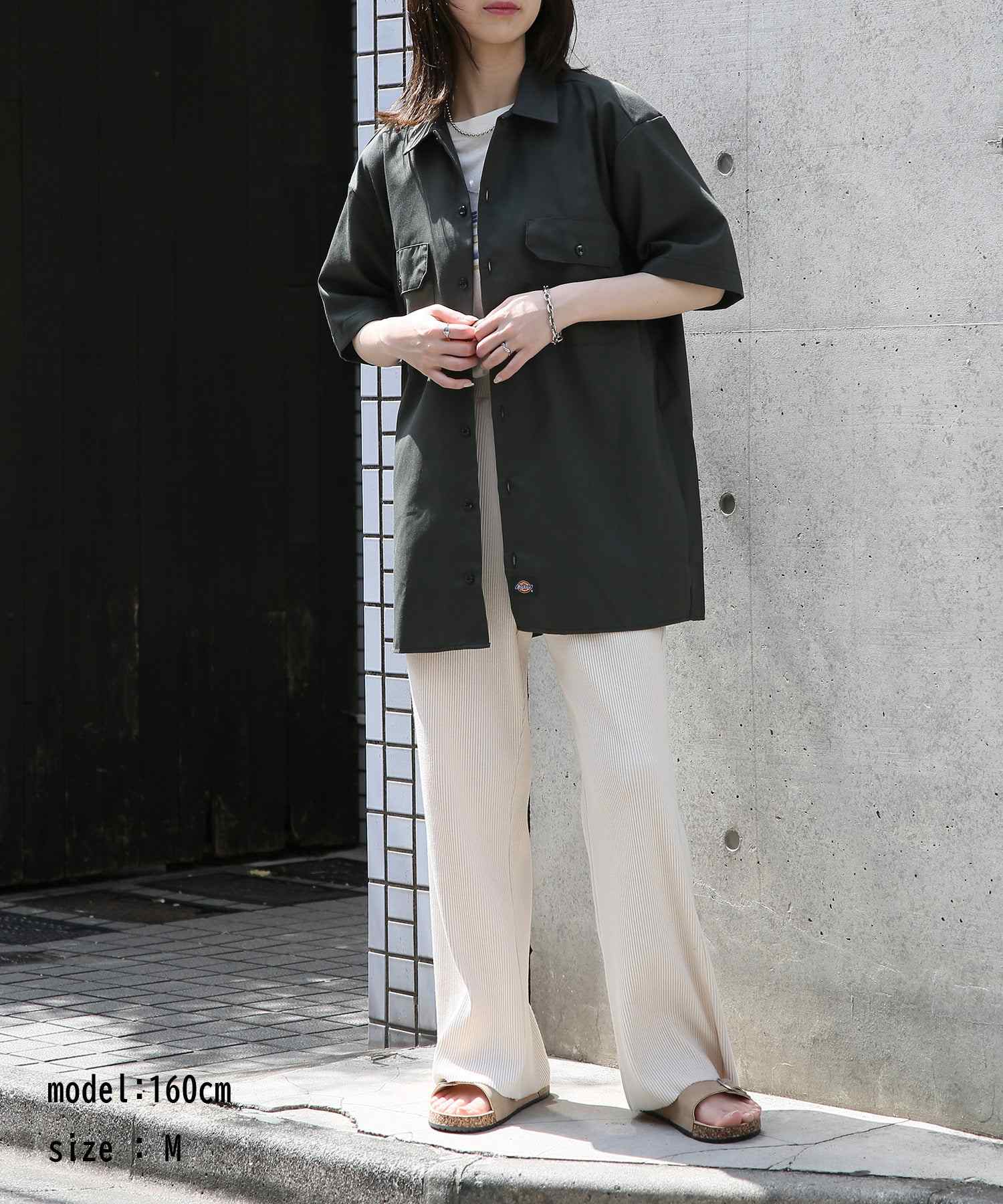 ディッキーズ Dickies 【Dickies / ディッキーズ】SHIRTS SSFQ シャツ 羽織 半袖 ワークシャツ ロゴ ワンポイント ミドル丈 1574