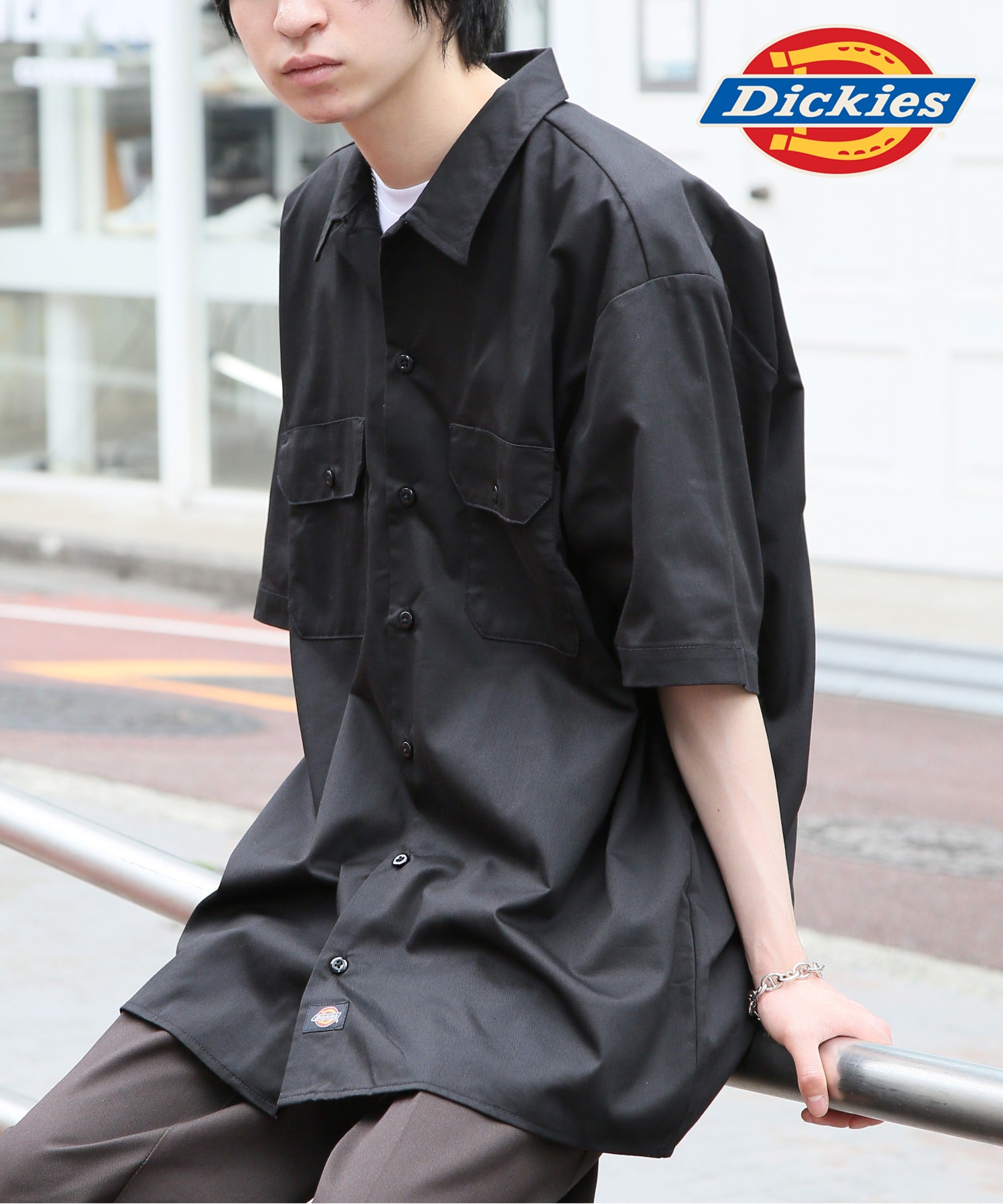 ディッキーズ Dickies 【Dickies / ディッキーズ】SHIRTS SSFQ シャツ 羽織 半袖 ワークシャツ ロゴ ワンポイント ミドル丈 1574