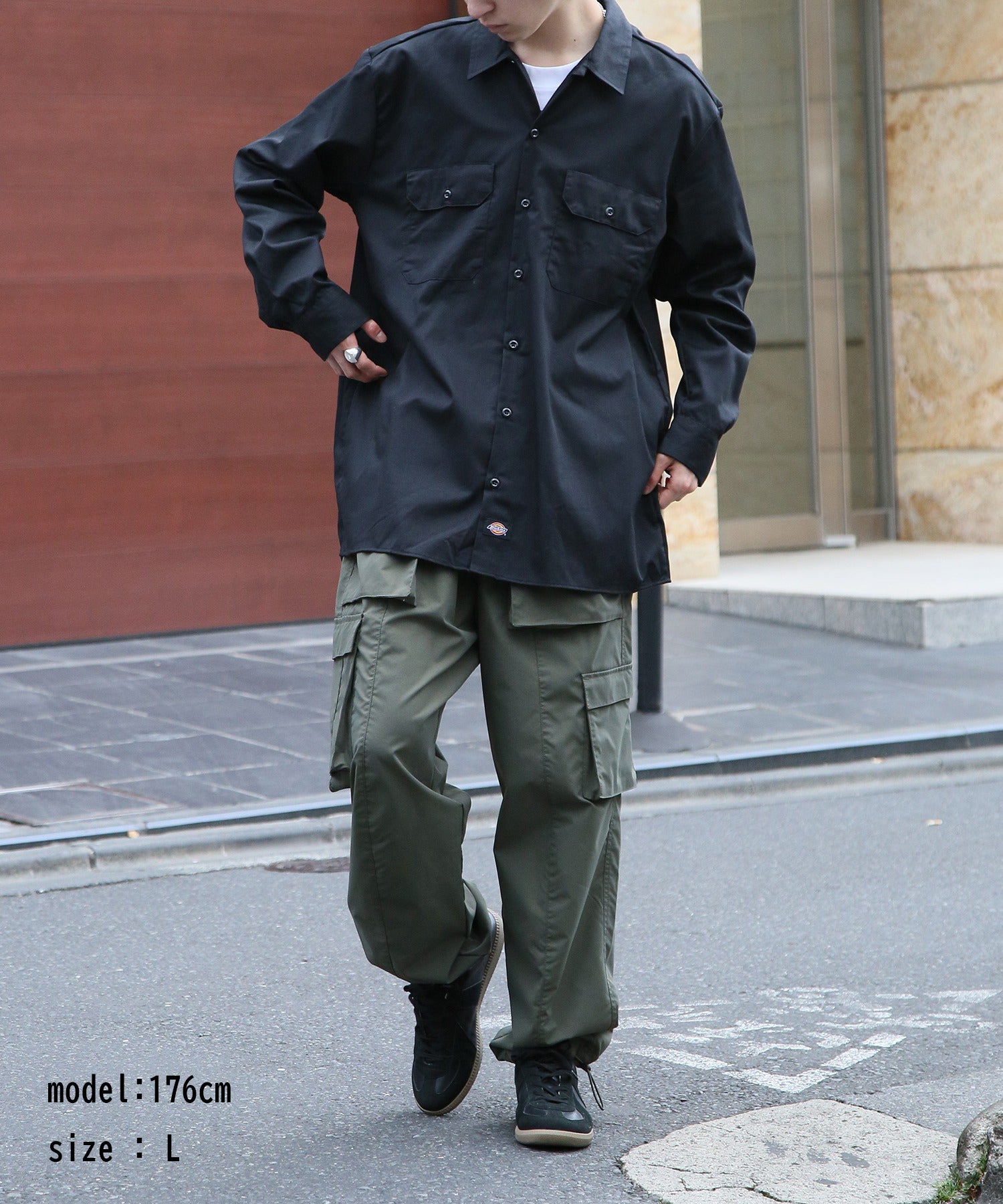 ディッキーズ Dickies さっと羽織れる◎ 【Dickies / ディッキーズ】SHIRTS LSFQ シャツ 羽織り 長袖 ワークシャツ ワンポイント カジュアルシャツ 無地 574 （ダークグリーン） ダークグリーン