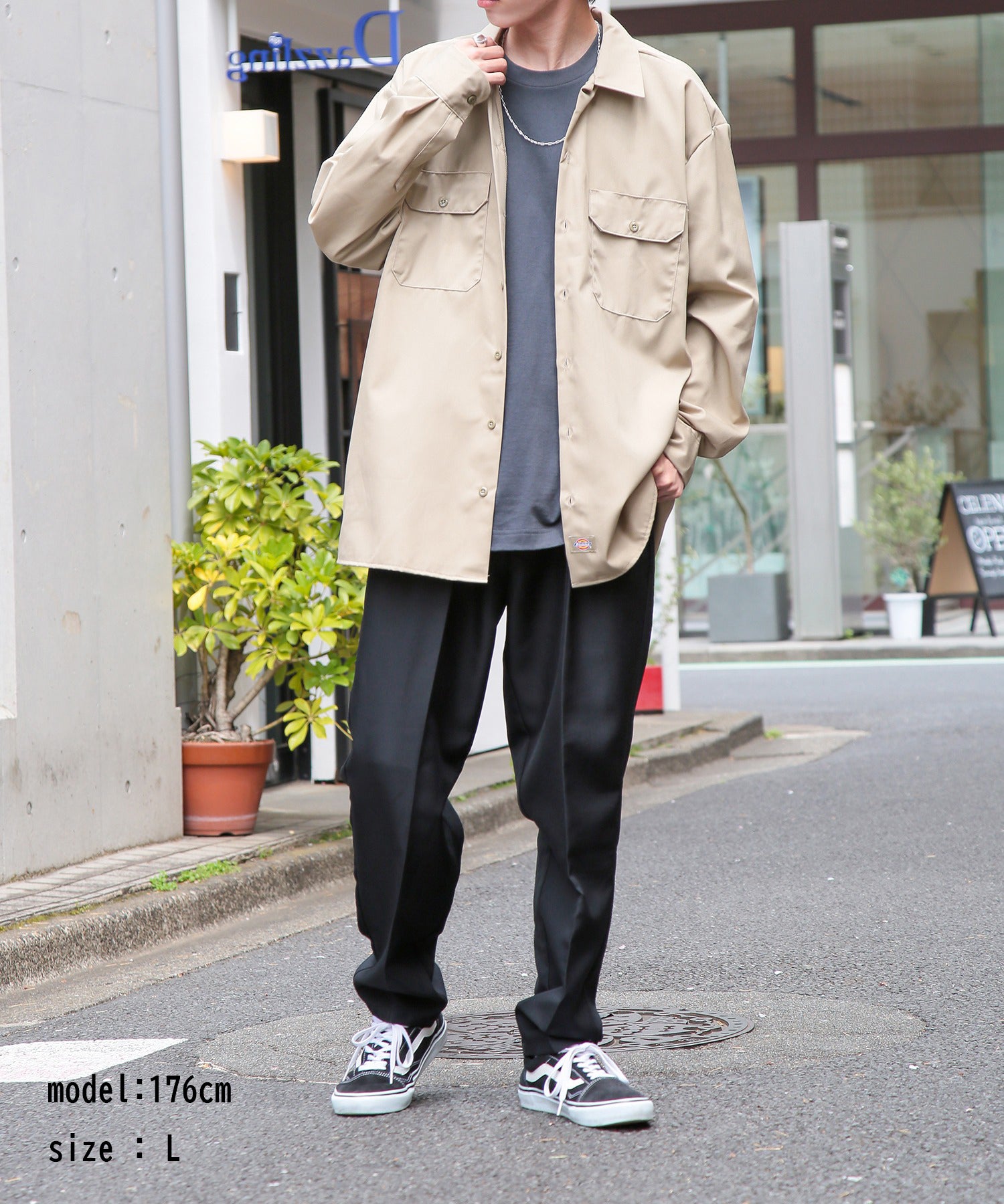 ディッキーズ Dickies さっと羽織れる◎ 【Dickies / ディッキーズ】SHIRTS LSFQ シャツ 羽織り 長袖 ワークシャツ ワンポイント カジュアルシャツ 無地 574 （ダークグリーン） ダークグリーン