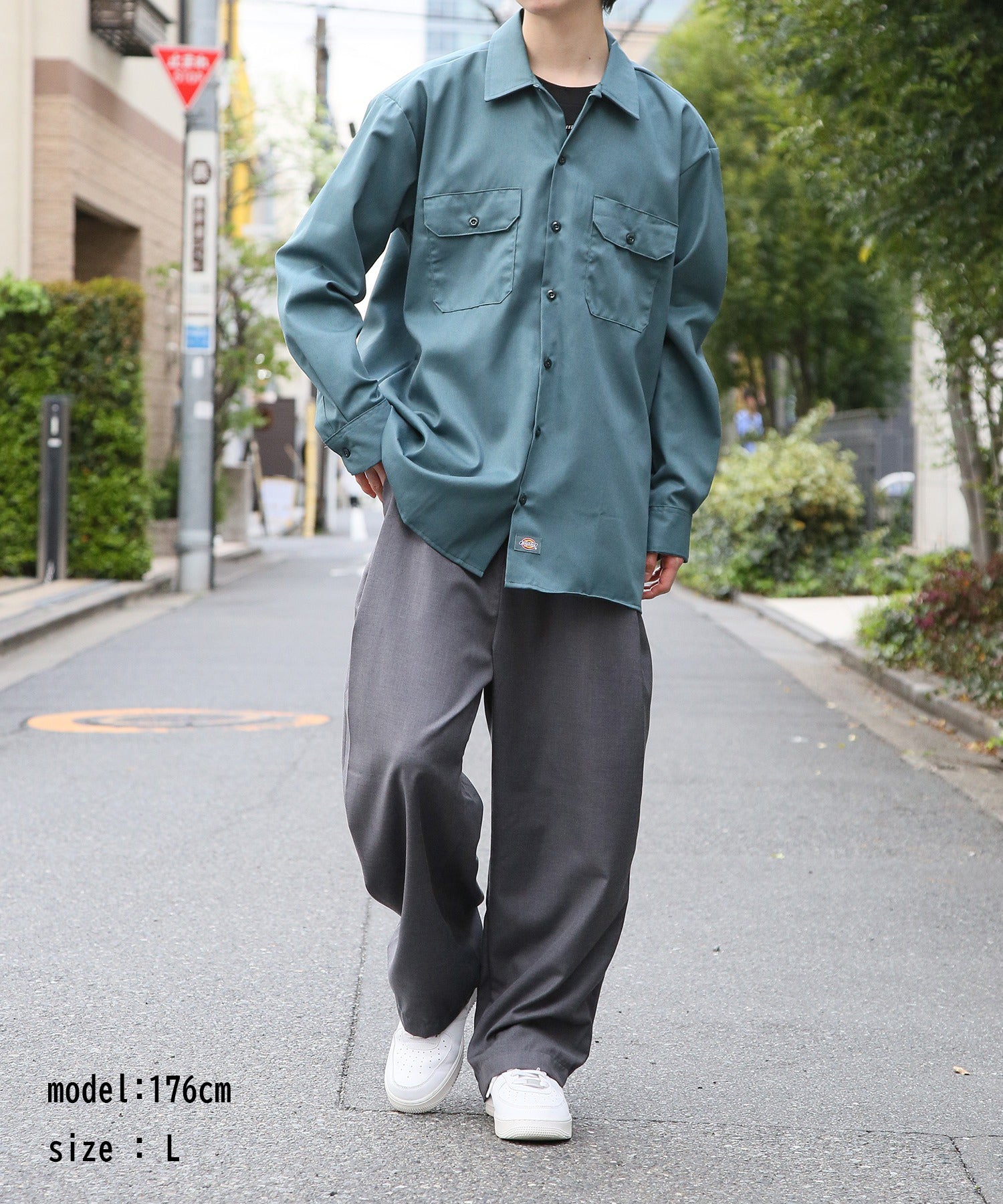 ディッキーズ Dickies さっと羽織れる◎ 【Dickies / ディッキーズ】SHIRTS LSFQ シャツ 羽織り 長袖 ワークシャツ ワンポイント カジュアルシャツ 無地 574 （ダークグリーン） ダークグリーン