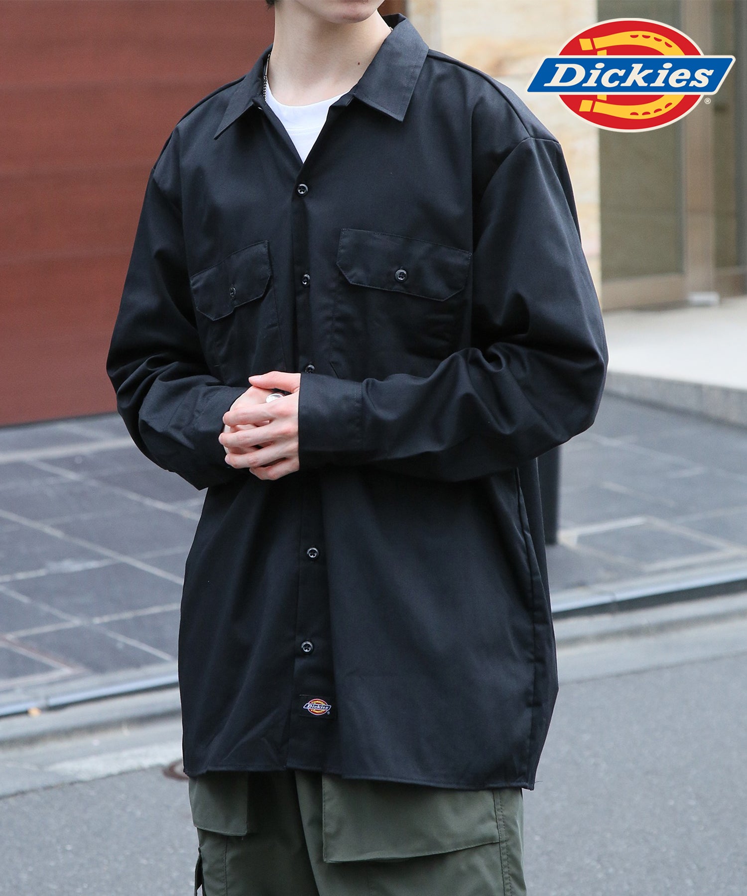 ディッキーズ Dickies さっと羽織れる◎ 【Dickies / ディッキーズ】SHIRTS LSFQ シャツ 羽織り 長袖 ワークシャツ ワンポイント カジュアルシャツ 無地 574 （ブラック） ブラック
