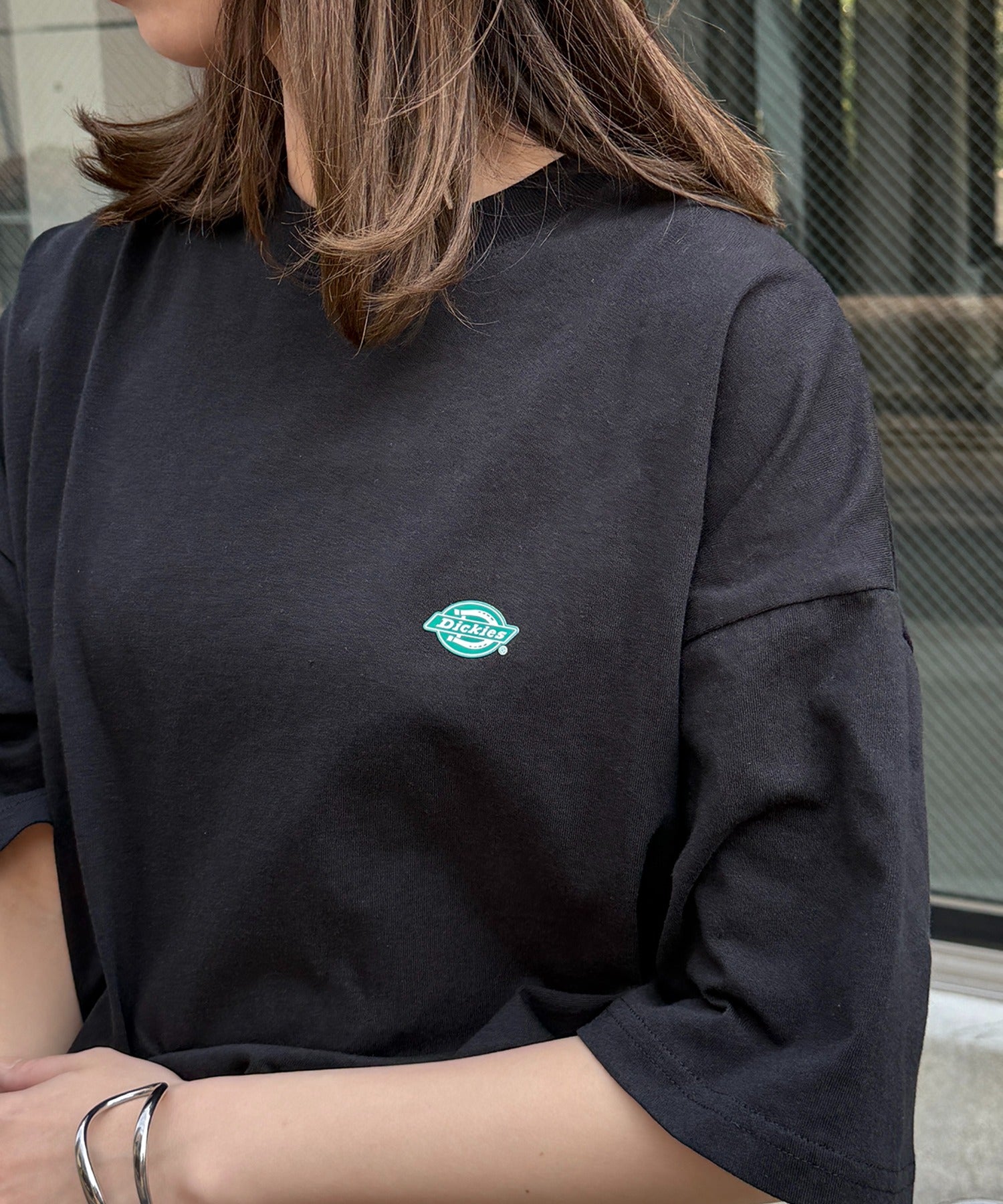 ディッキーズ Dickies 左胸ワンポイント中厚盛プリントTシャツ 5222-TTMDK1 （ブラック系1） ブラック系1