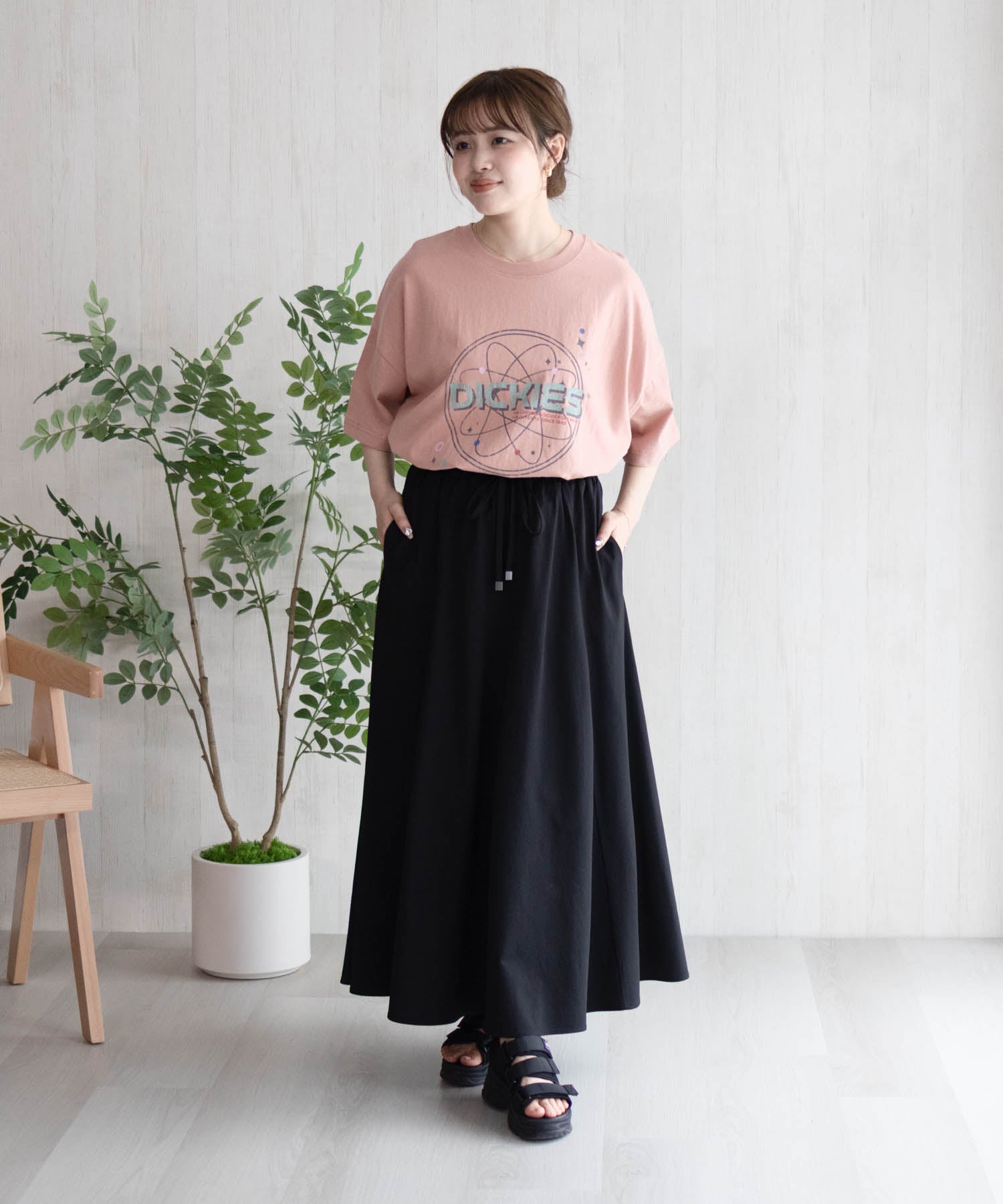 ディッキーズ Dickies バイオ加工アイコンTシャツ （ピンクオレンジ） ピンクオレンジ