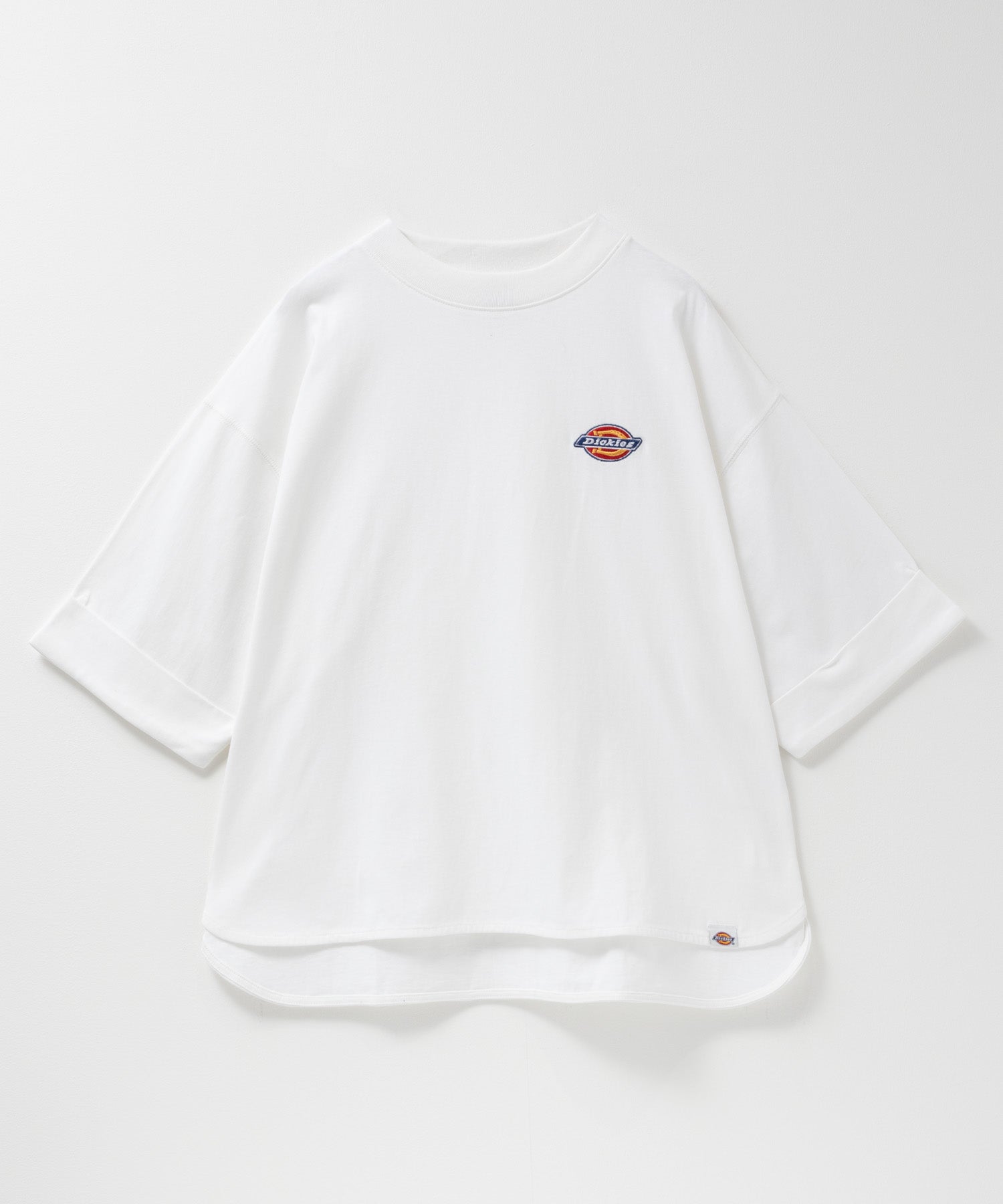 ディッキーズ Dickies 刺繍6分袖ロールアップTシャツ （グレージュ） グレージュ