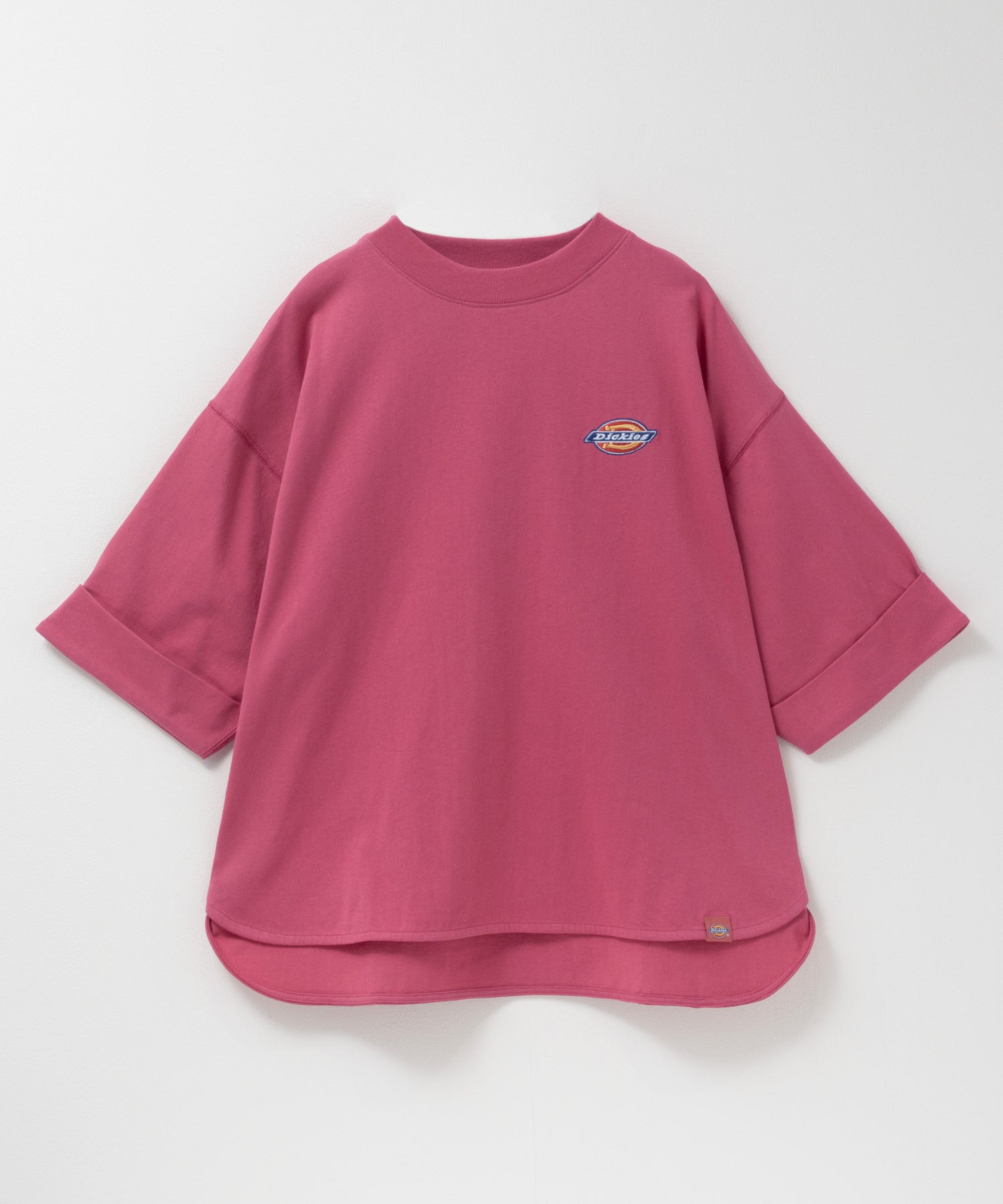 ディッキーズ Dickies 刺繍6分袖ロールアップTシャツ （グレージュ） グレージュ