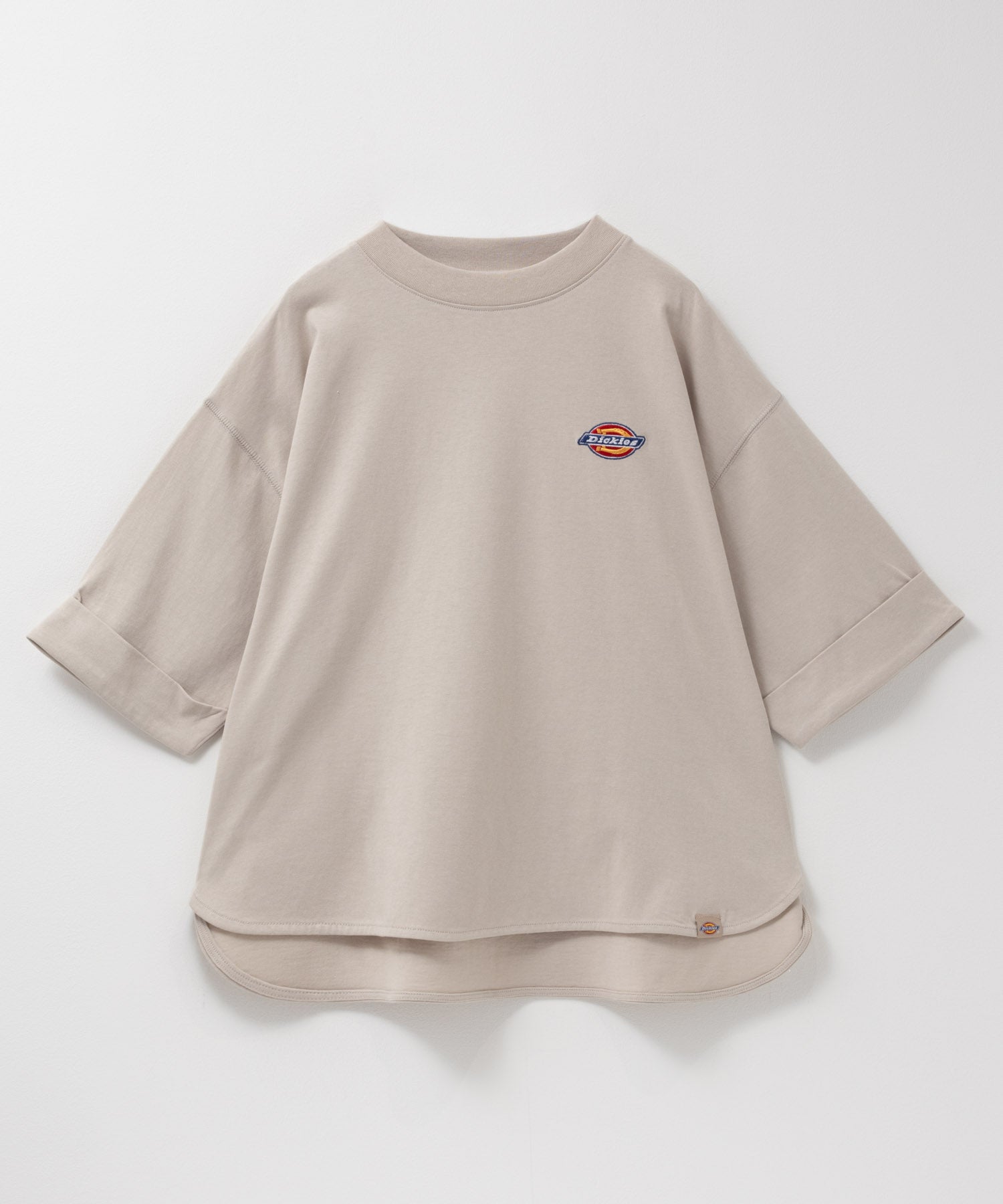 ディッキーズ Dickies 刺繍6分袖ロールアップTシャツ （グレージュ） グレージュ