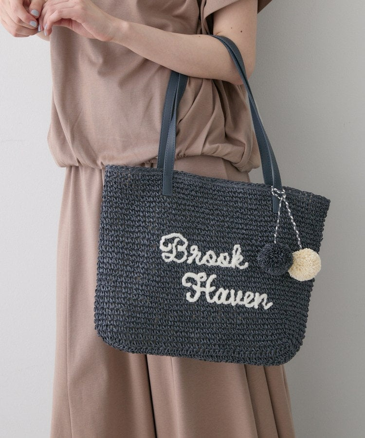 デッサン Dessin ロゴ刺繍 ポンポンチャーム付き ペーパーメッシュトート （ネイビー(094)） ネイビー(094)
