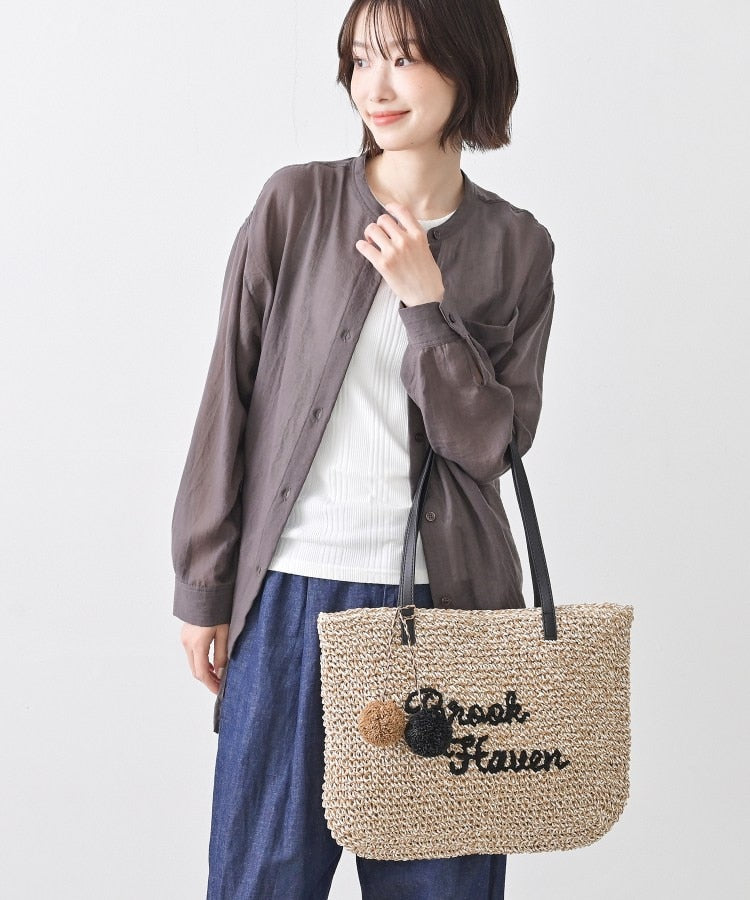 デッサン Dessin ロゴ刺繍 ポンポンチャーム付き ペーパーメッシュトート （ネイビー(094)） ネイビー(094)
