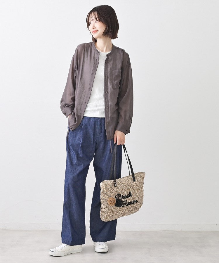 デッサン Dessin ロゴ刺繍 ポンポンチャーム付き ペーパーメッシュトート （ネイビー(094)） ネイビー(094)