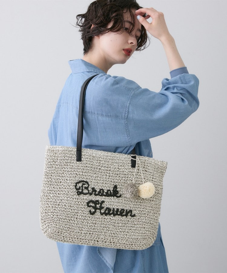 デッサン Dessin ロゴ刺繍 ポンポンチャーム付き ペーパーメッシュトート （ネイビー(094)） ネイビー(094)
