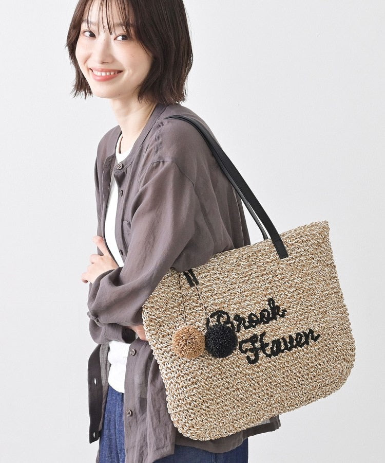 デッサン Dessin 【A4収納可】ロゴ刺繍ポンポンチャーム付きペーパーメッシュトート （ブラウン(543)） ブラウン(543)