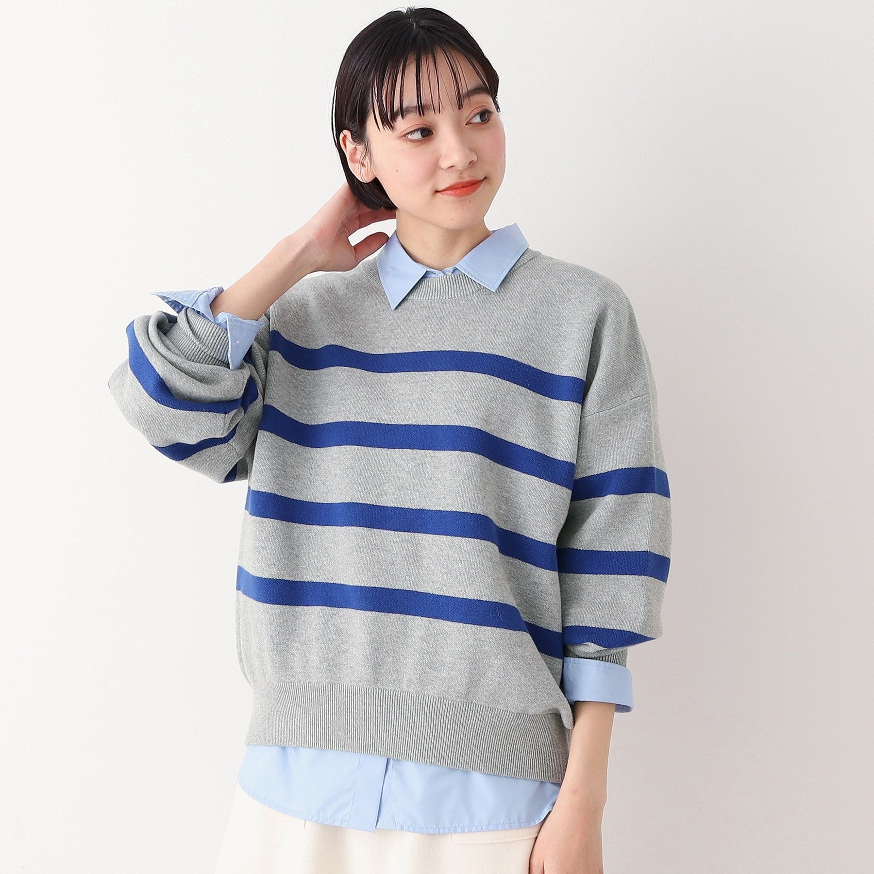 デッサン Dessin 【洗える】クルーネックボーダープルオーバー（XS～L） （ネイビー(394)） ネイビー(394)