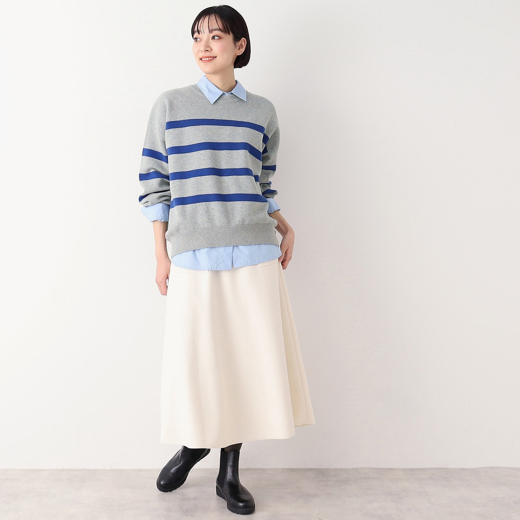 デッサン Dessin 【洗える】クルーネックボーダープルオーバー（XS～L） （ネイビー(394)） ネイビー(394)