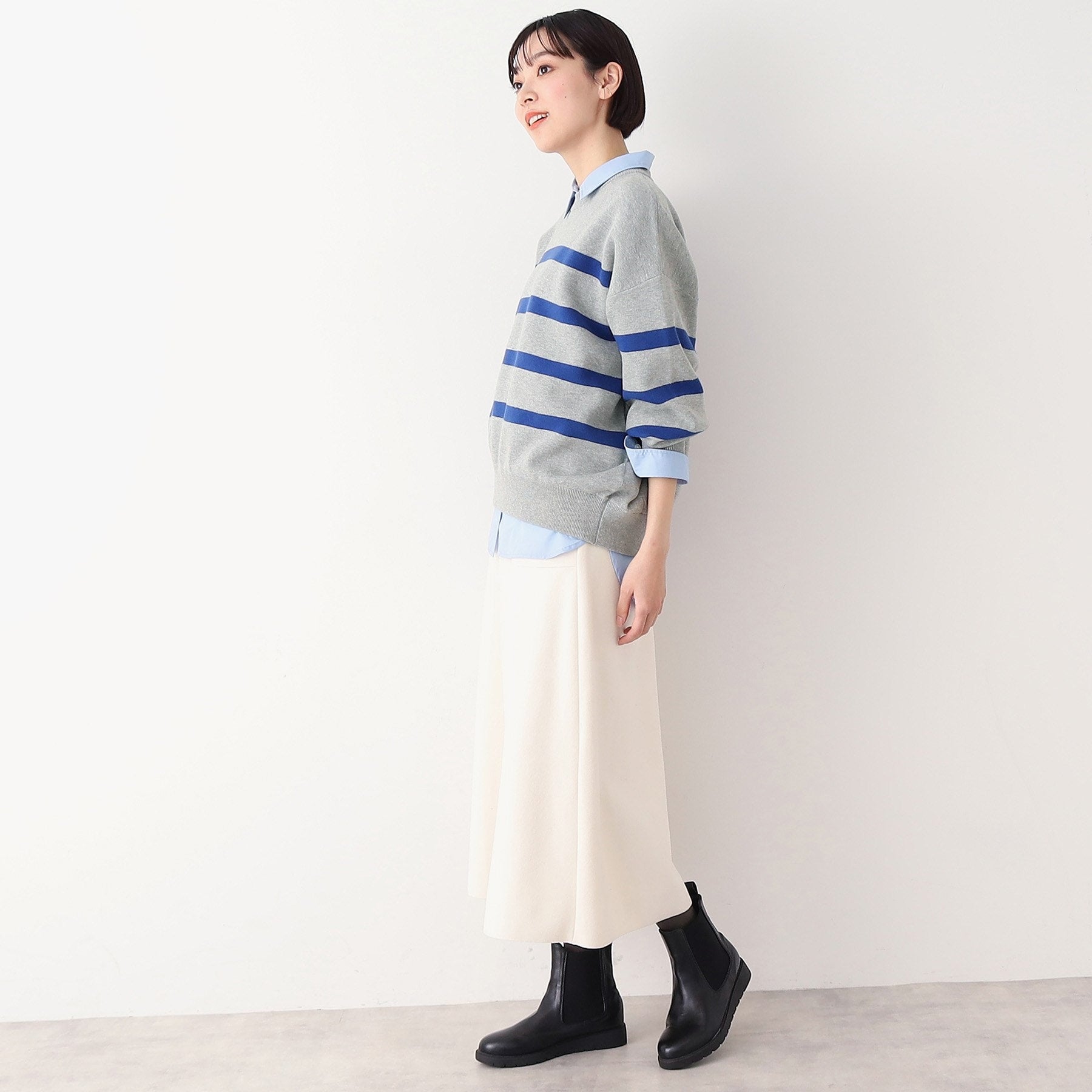 デッサン Dessin 【洗える】クルーネックボーダープルオーバー（XS～L） （ネイビー(394)） ネイビー(394)