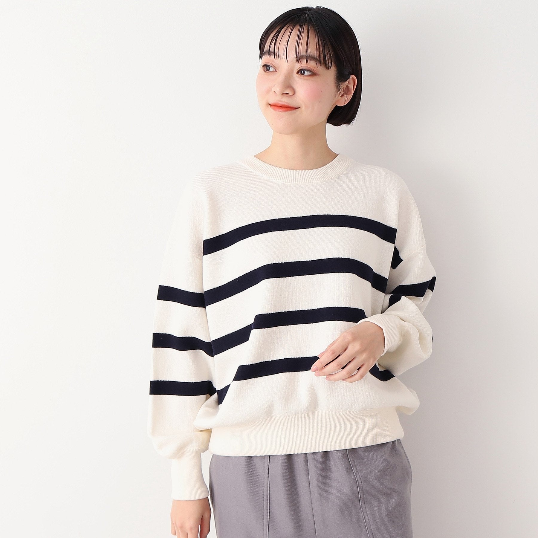 デッサン Dessin 【洗える】クルーネックボーダープルオーバー（XS～L） （ネイビー(394)） ネイビー(394)