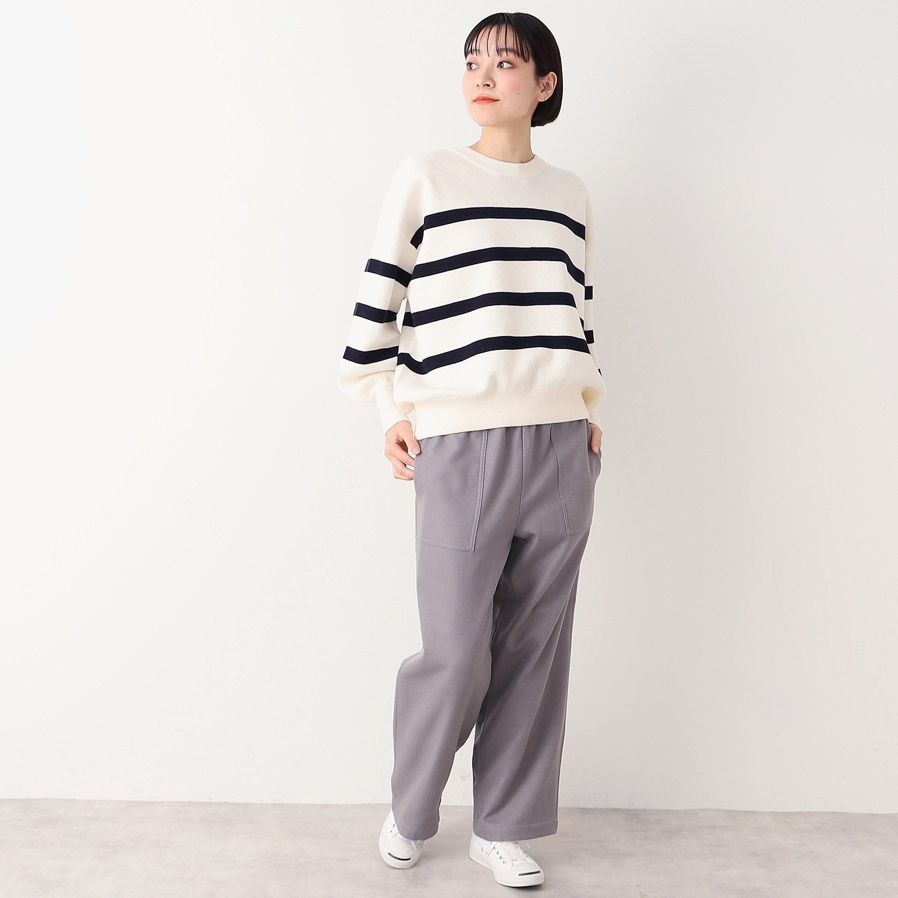 デッサン Dessin 【洗える】クルーネックボーダープルオーバー（XS～L） （ネイビー(394)） ネイビー(394)