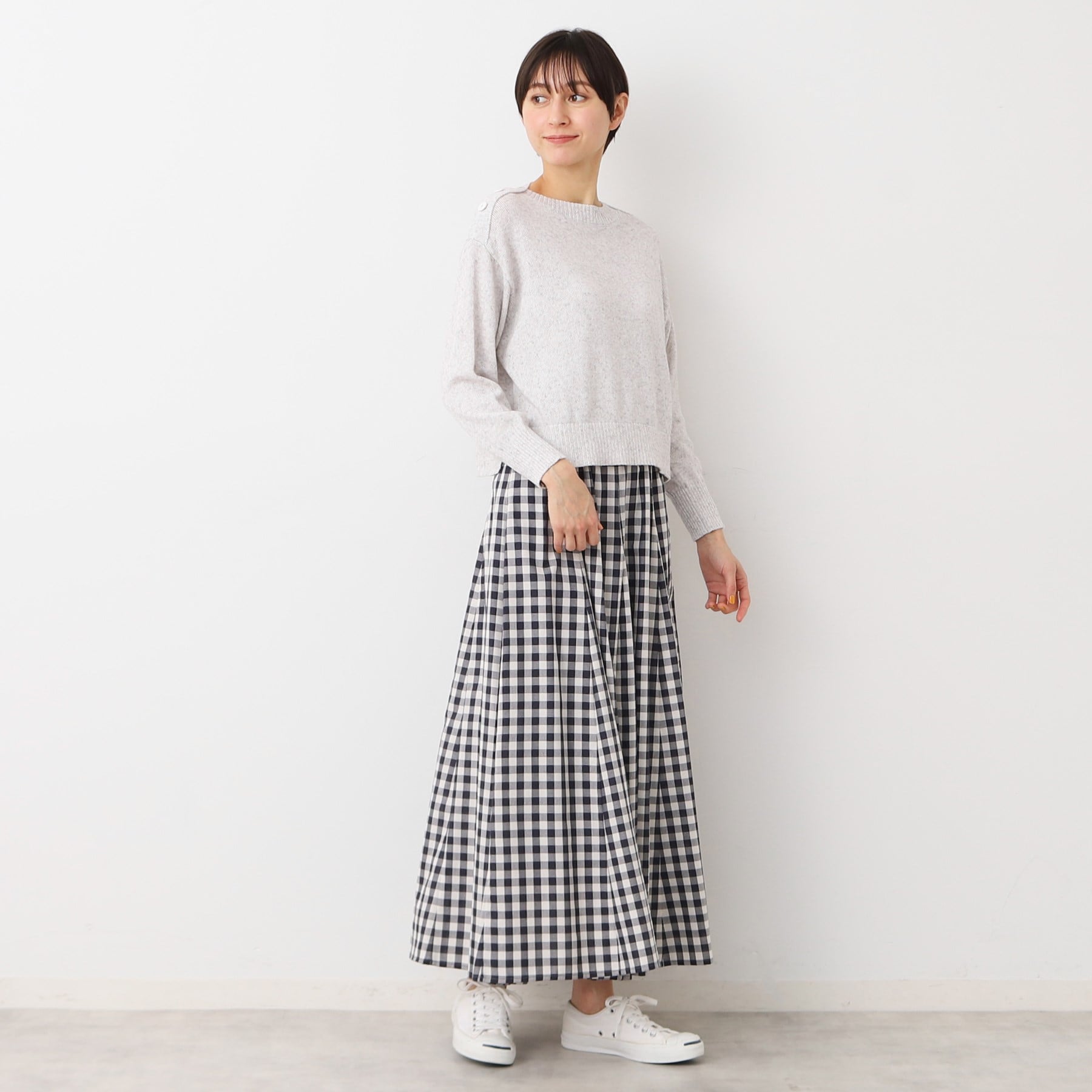 デッサン Dessin 【春色登場・ウエストゴム】映えチェックスカート（XS～L） （サックスブルー(290)） サックスブルー(290)