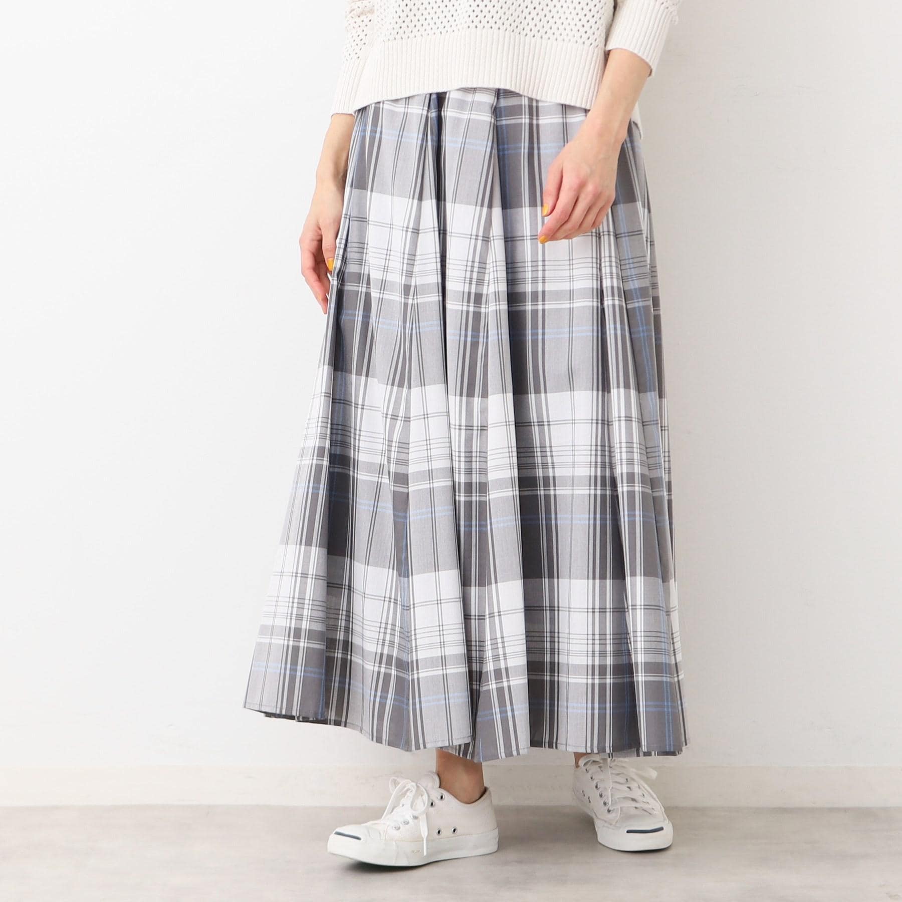 デッサン Dessin 【春色登場・ウエストゴム】映えチェックスカート（XS～L） （サックスブルー(290)） サックスブルー(290)