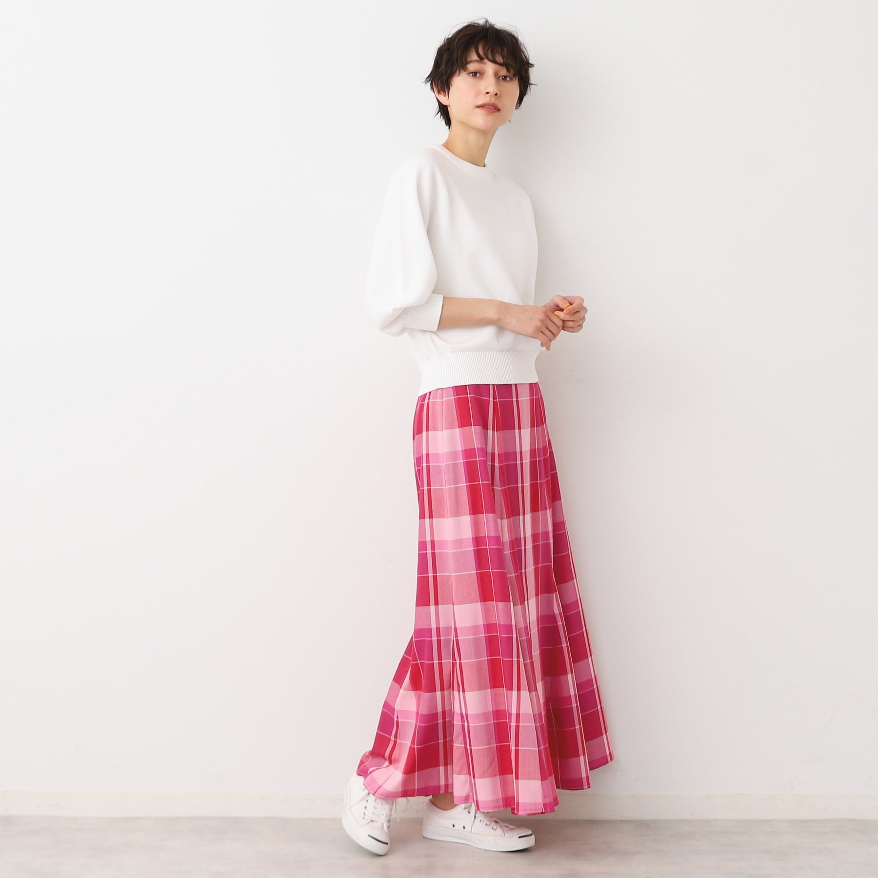 デッサン Dessin チェック柄マーメイドスカート（XS～L） （サックスブルー(290)） サックスブルー(290)