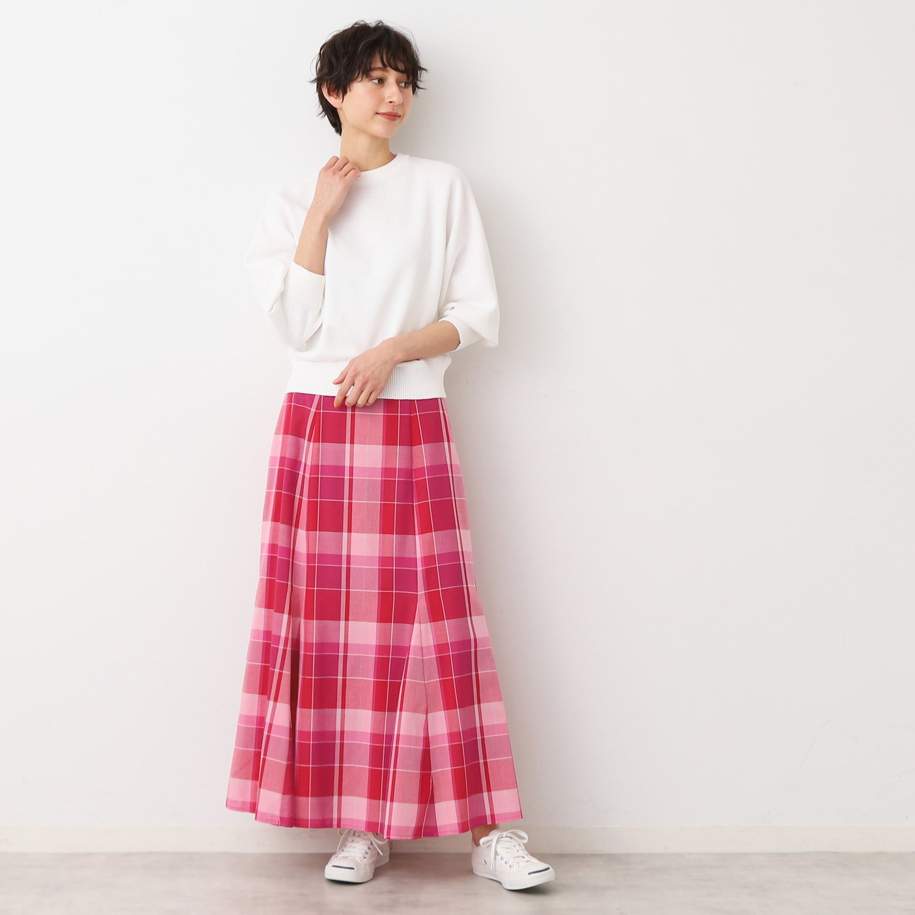 デッサン Dessin チェック柄マーメイドスカート（XS～L） （サックスブルー(290)） サックスブルー(290)