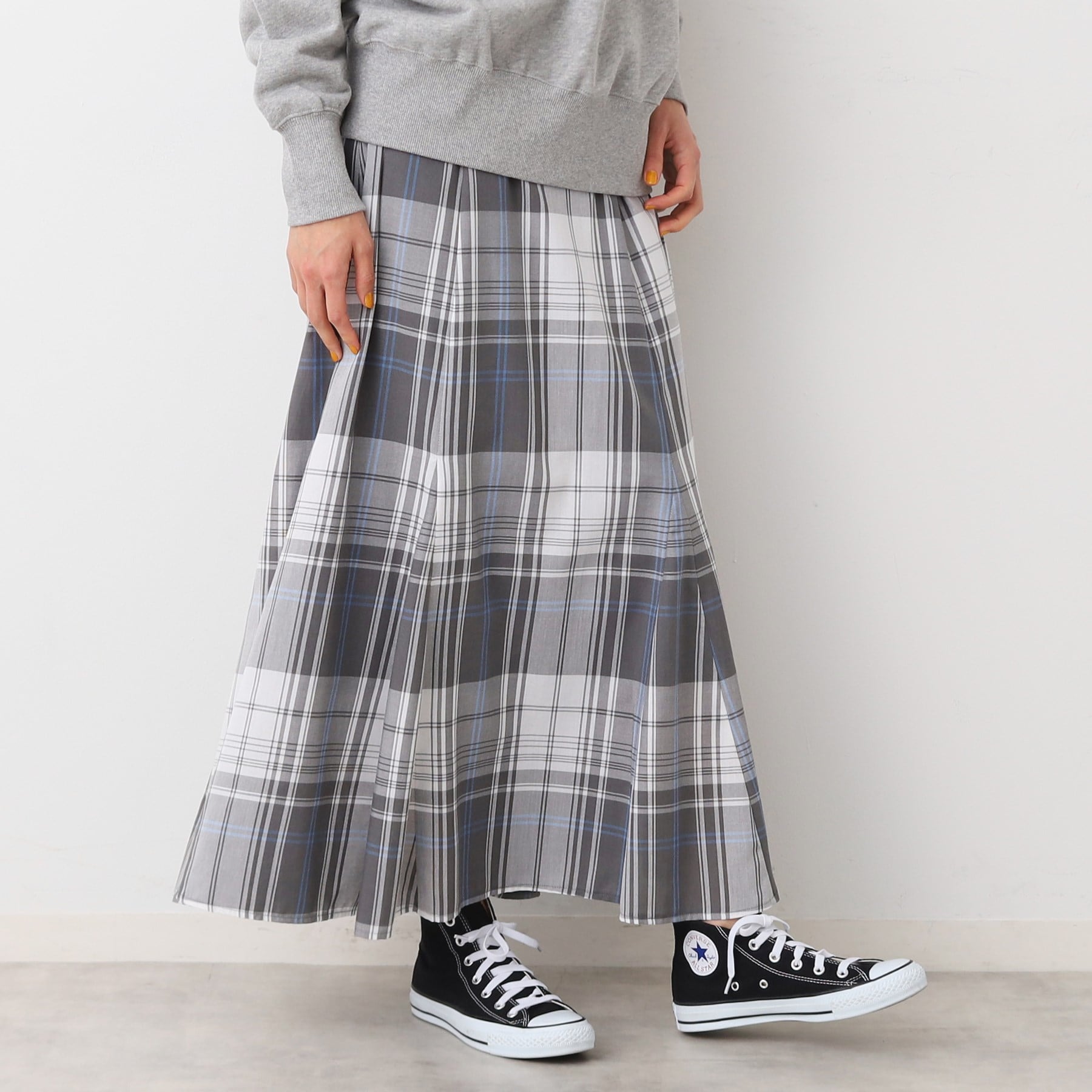デッサン Dessin チェック柄マーメイドスカート（XS～L） （サックスブルー(290)） サックスブルー(290)