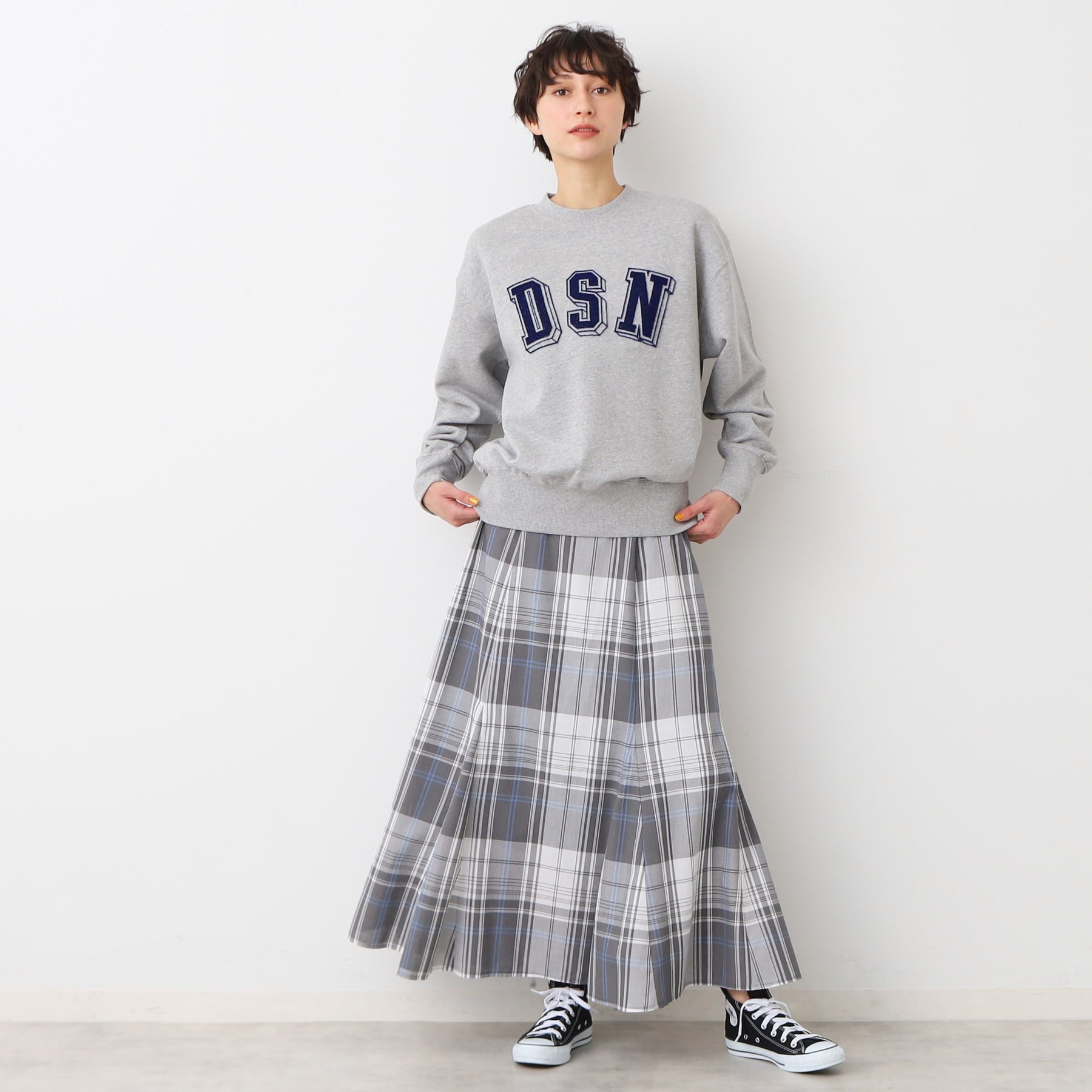 デッサン Dessin チェック柄マーメイドスカート（XS～L） （サックスブルー(290)） サックスブルー(290)