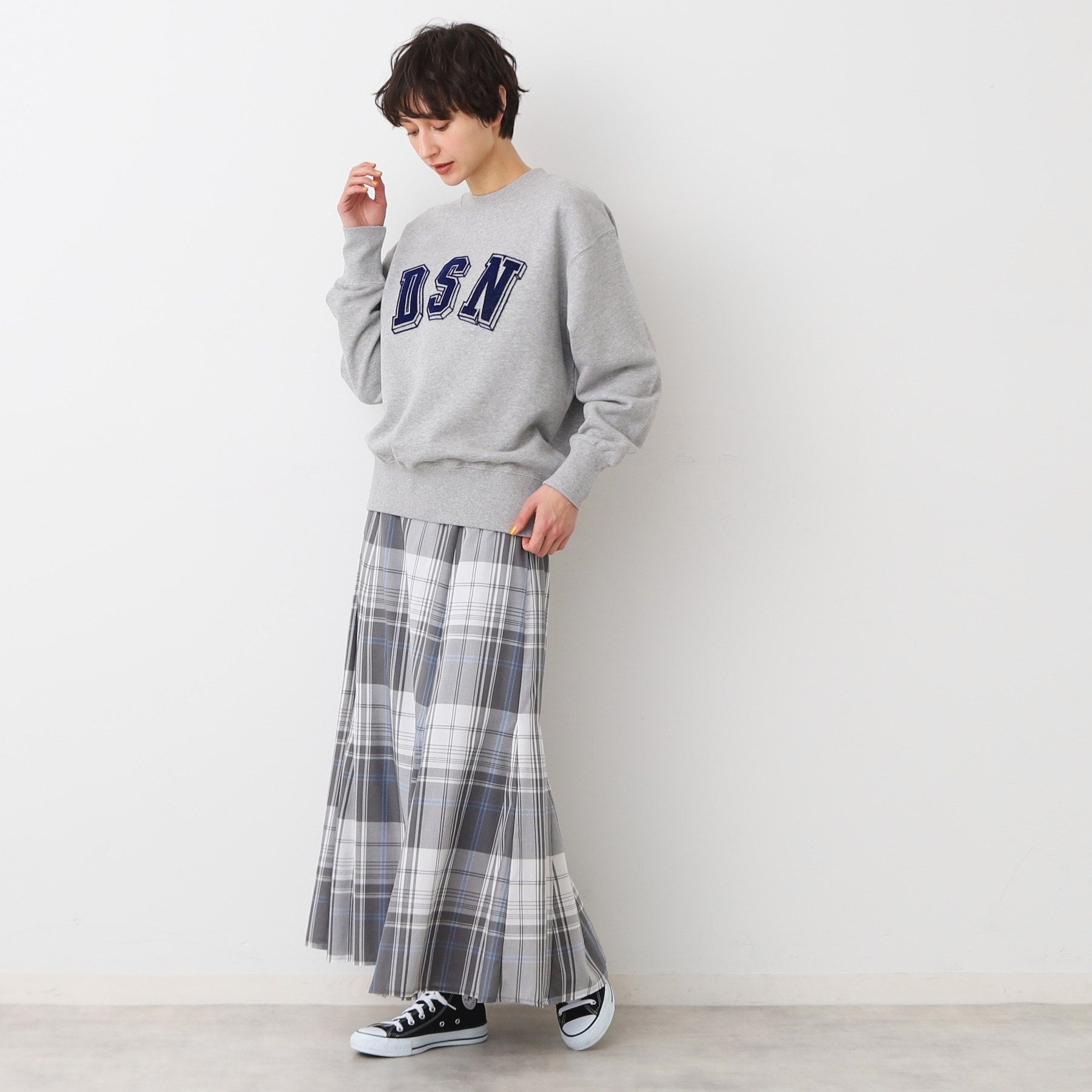 デッサン Dessin チェック柄マーメイドスカート（XS～L） （サックスブルー(290)） サックスブルー(290)