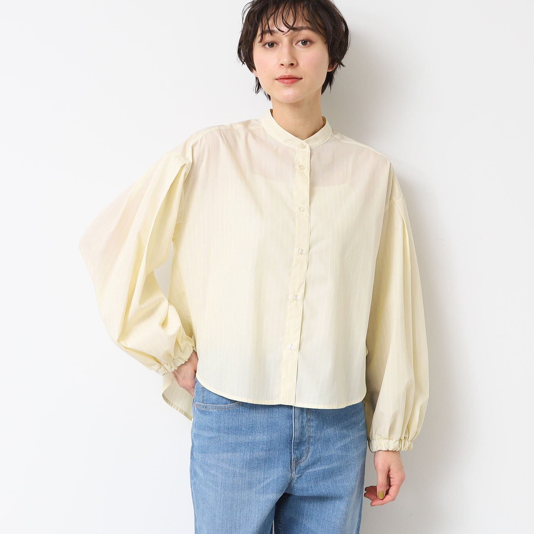 デッサン Dessin 【洗える】バンドカラーシャツ（XS～L） （イエロー(331)） イエロー(331)