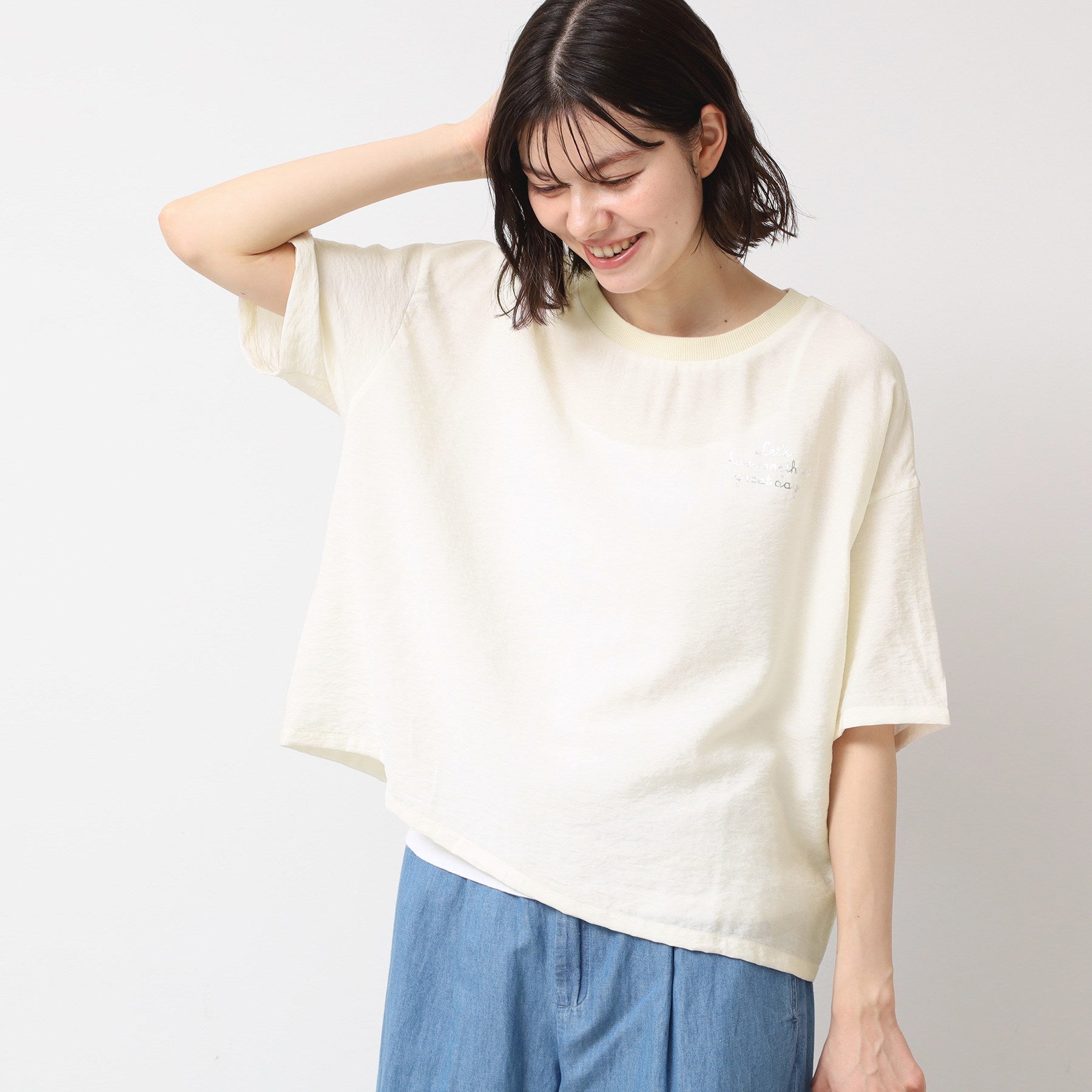 デッサン Dessin ロゴ入りブラウス（XS～L） （ブラウン(043)） ブラウン(043)