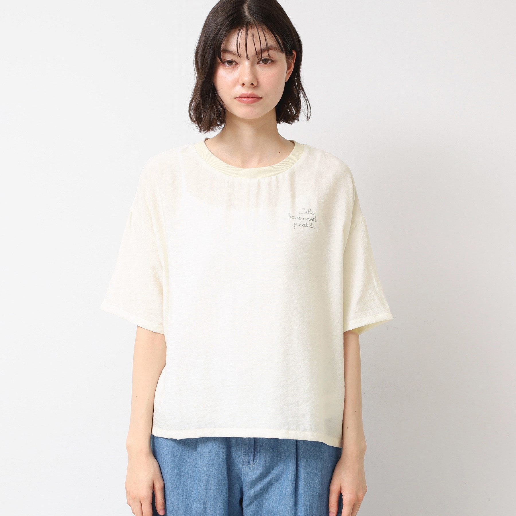 デッサン Dessin ロゴ入りブラウス（XS～L） （ブラウン(043)） ブラウン(043)