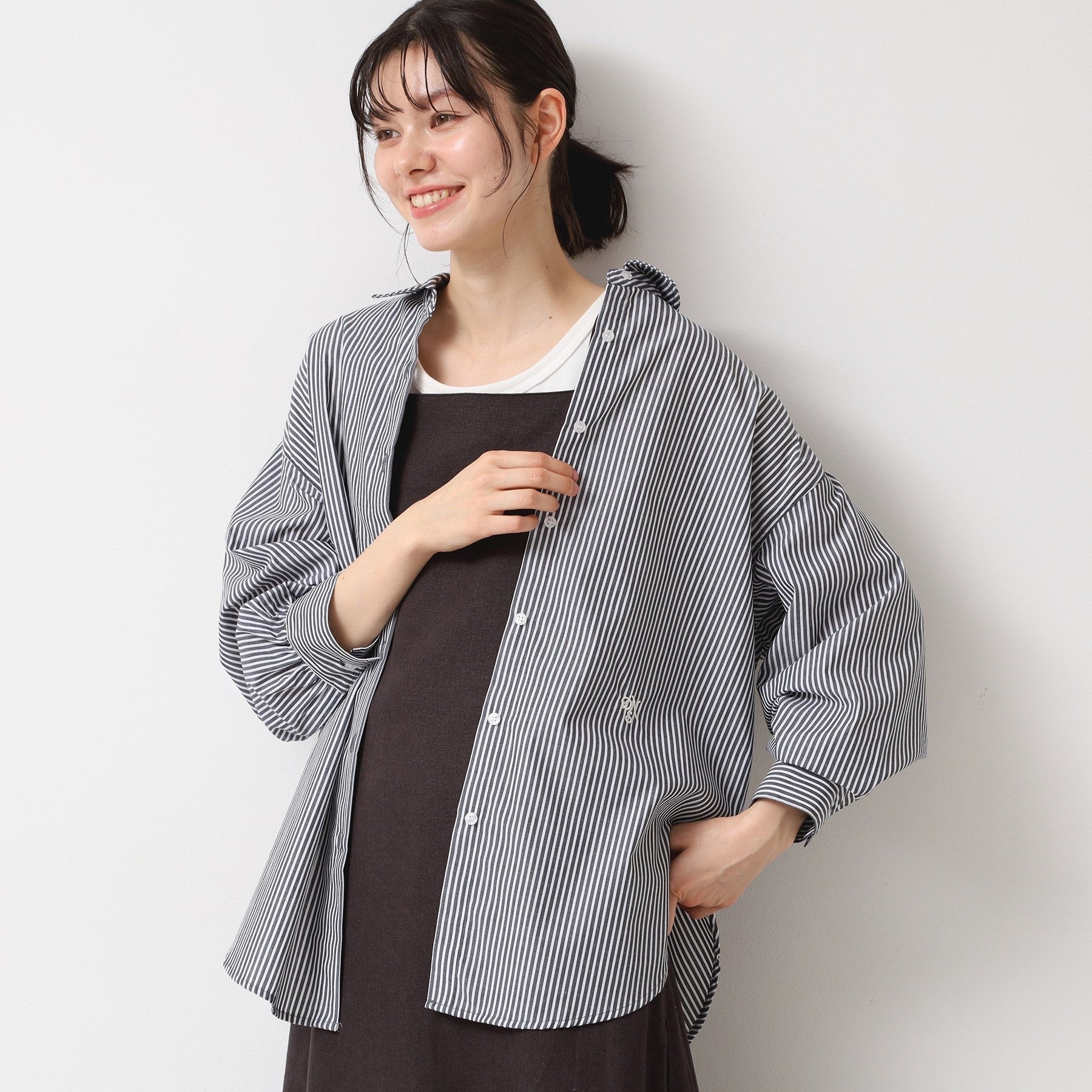 デッサン Dessin シャツカラーブラウス （ネイビー(395)） ネイビー(395)