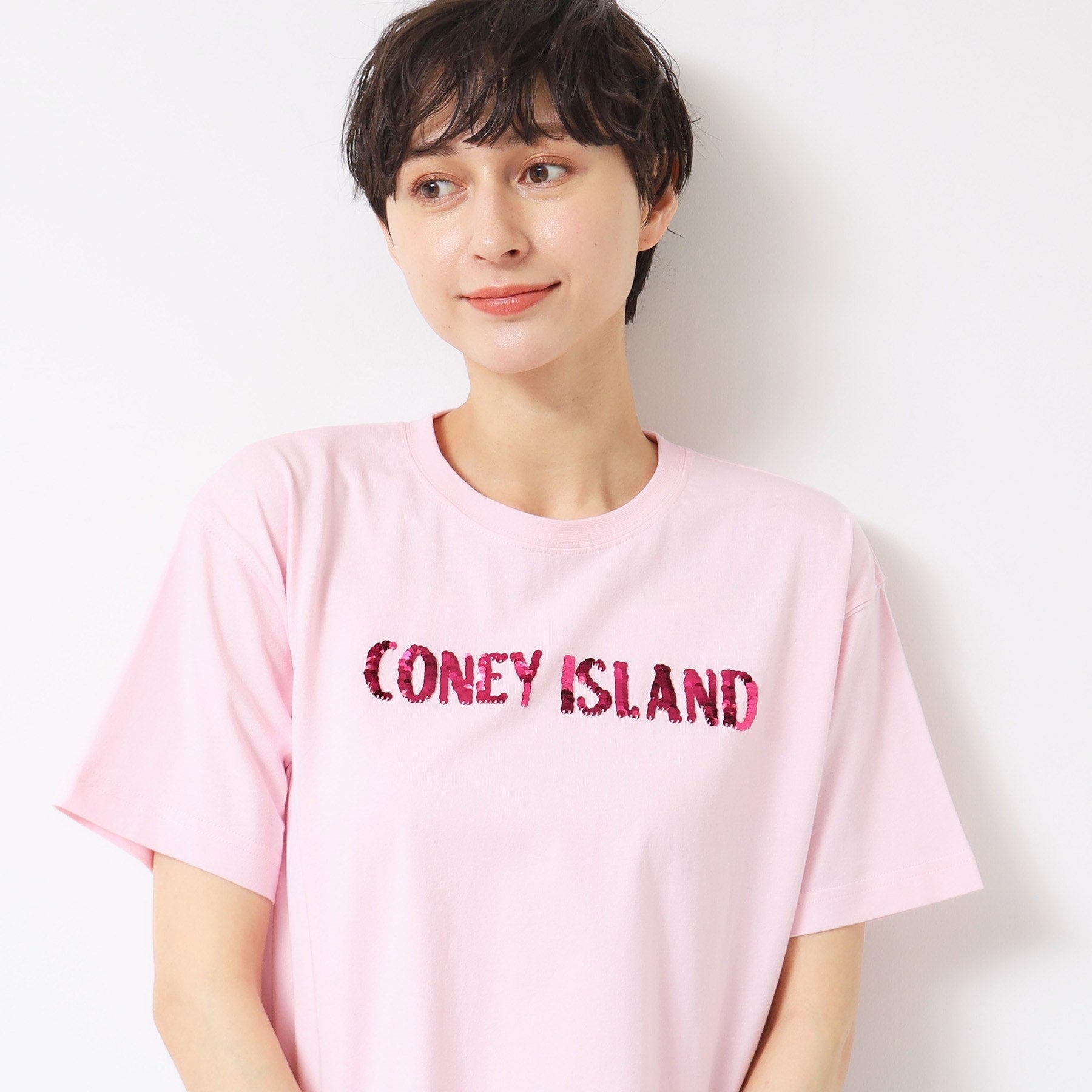 デッサン Dessin スパンコールロゴTシャツ（XS～L） （ピンク(071)） ピンク(071)