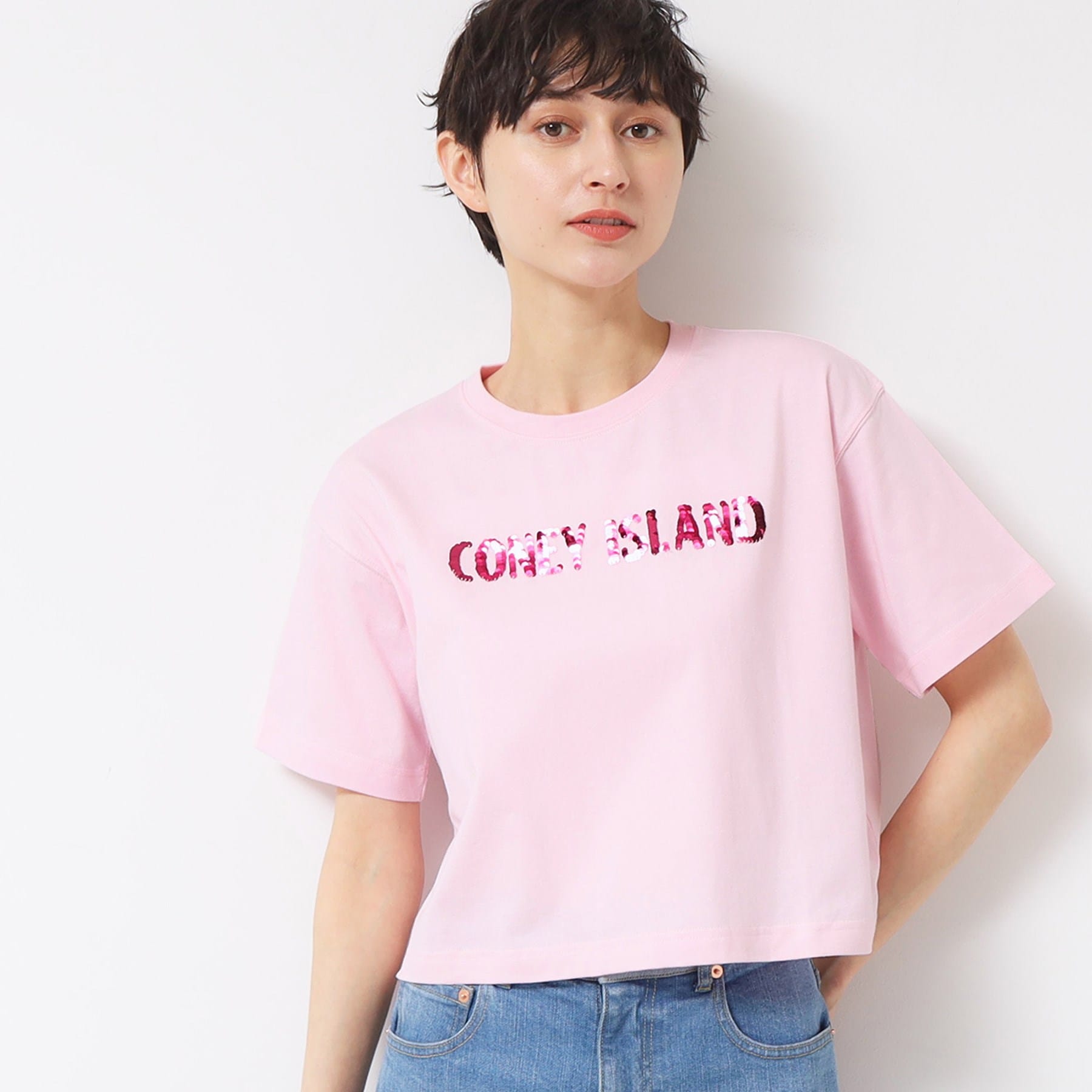 デッサン Dessin スパンコールロゴTシャツ（XS～L） （ピンク(071)） ピンク(071)