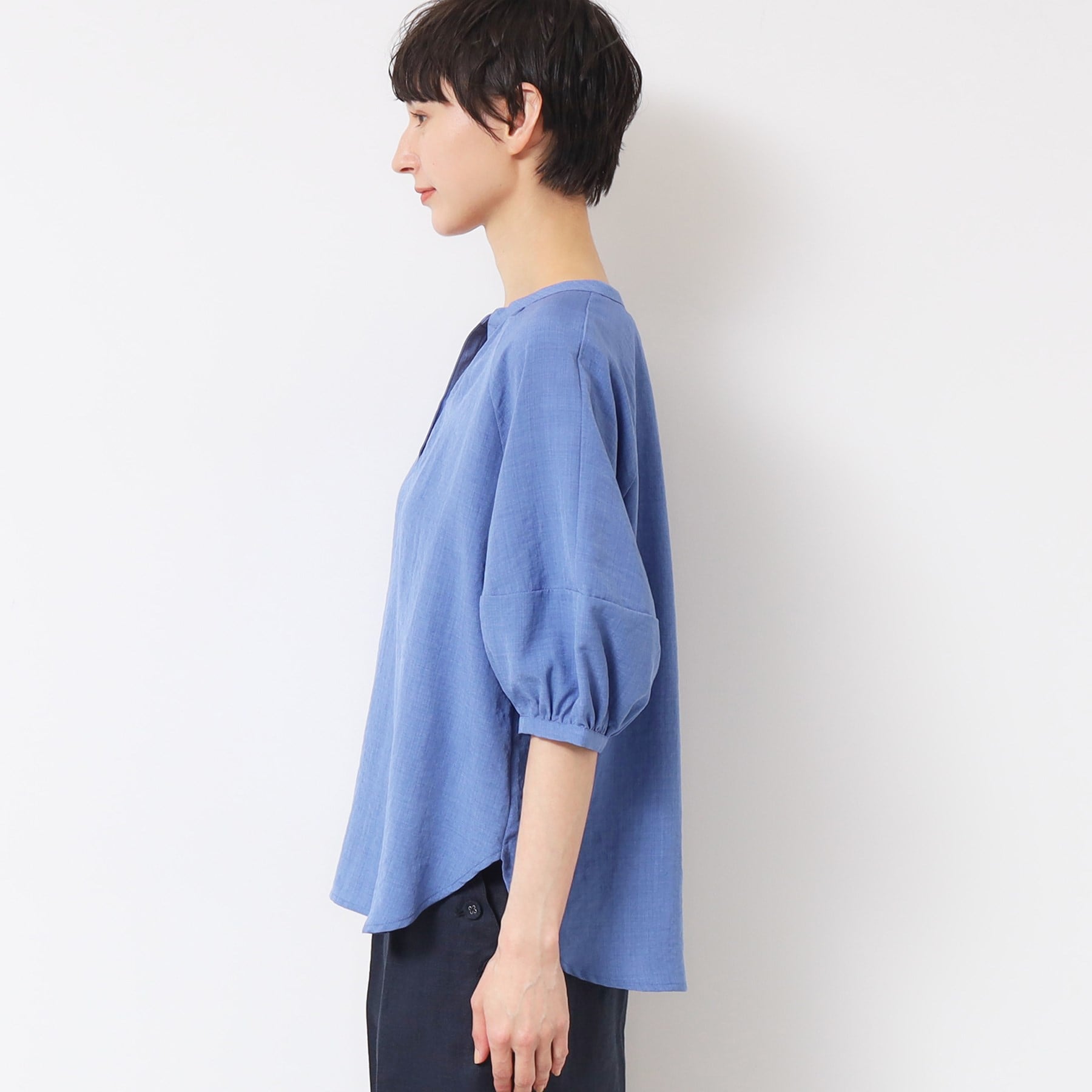 デッサン Dessin スキッパー五分袖ブラウス（XS～L） （ライトグレー(011)） ライトグレー(011)