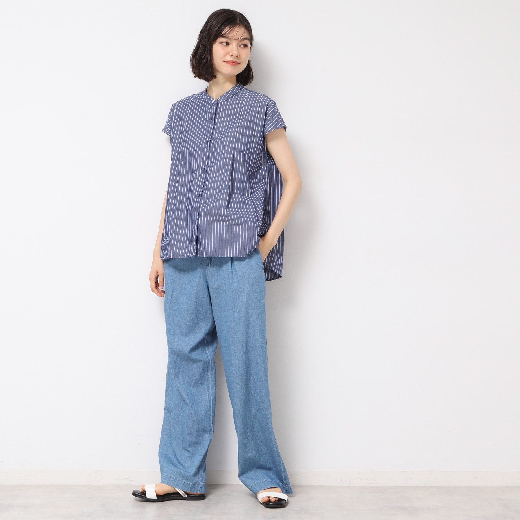 デッサン Dessin フレンチスリーブブラウス（XS～L） （ブルー(393)） ブルー(393)