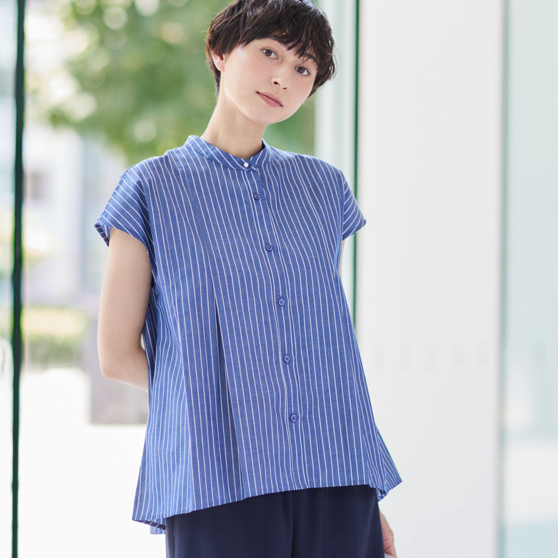 デッサン Dessin フレンチスリーブブラウス（XS～L） （ブルー(393)） ブルー(393)