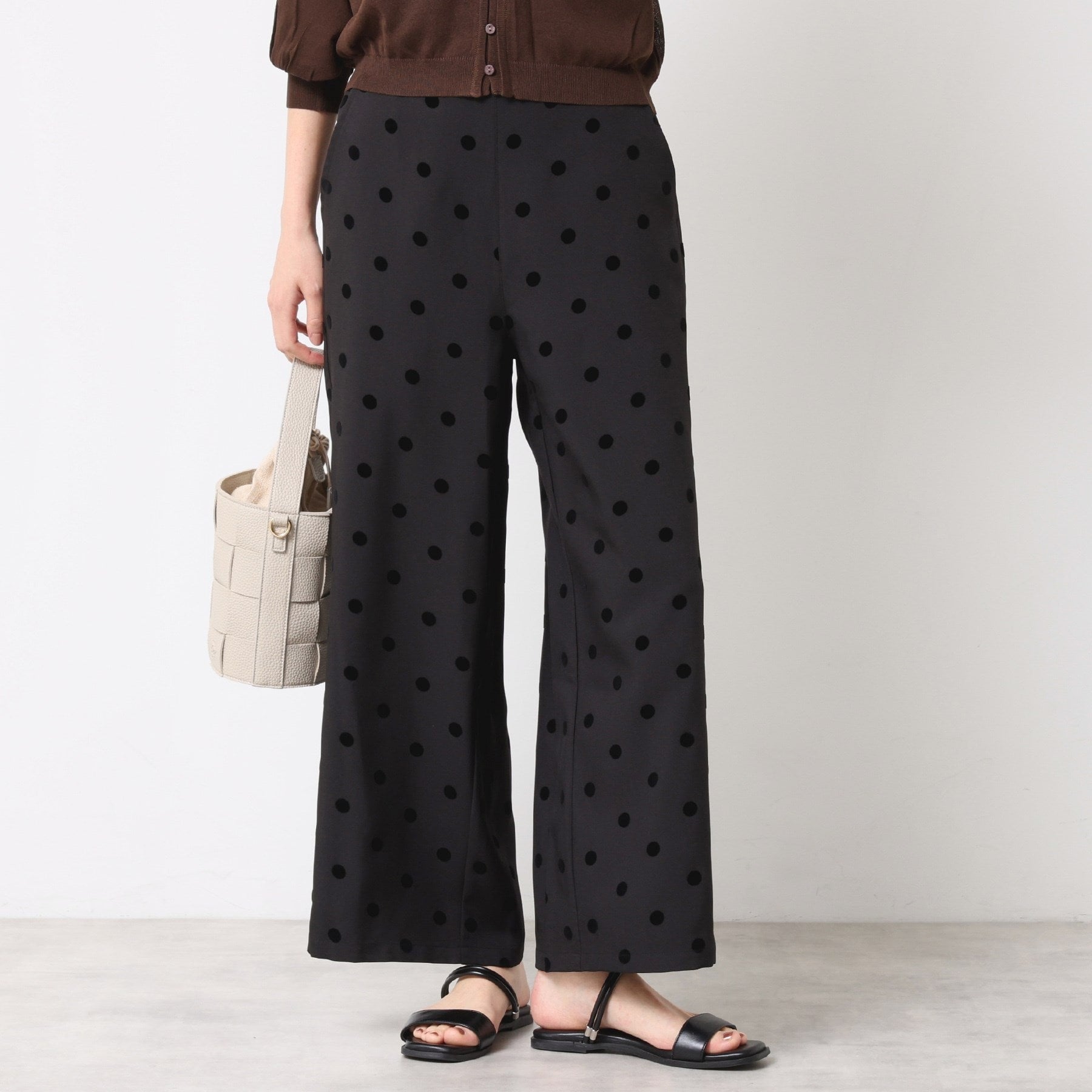 デッサン Dessin フロッキードットパンツ （ブラック(119)） ブラック(119)