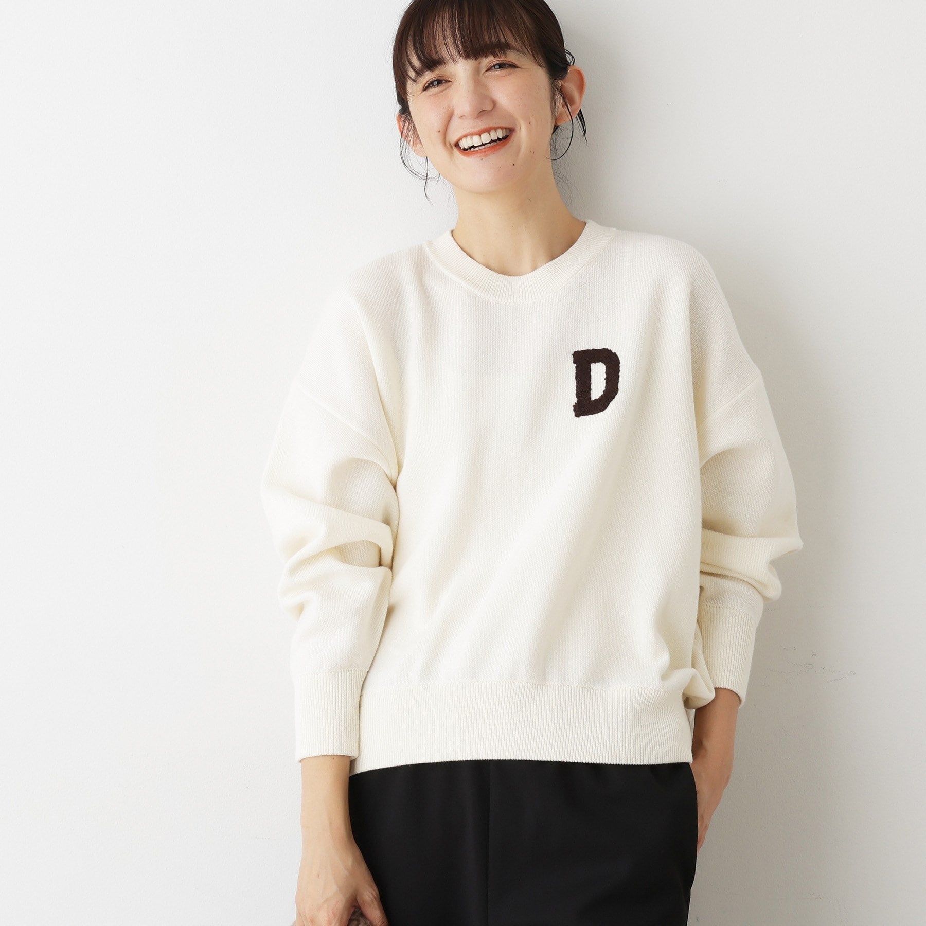 デッサン Dessin さがら刺繍クルーネックニット （オフホワイト(003)） オフホワイト(003)