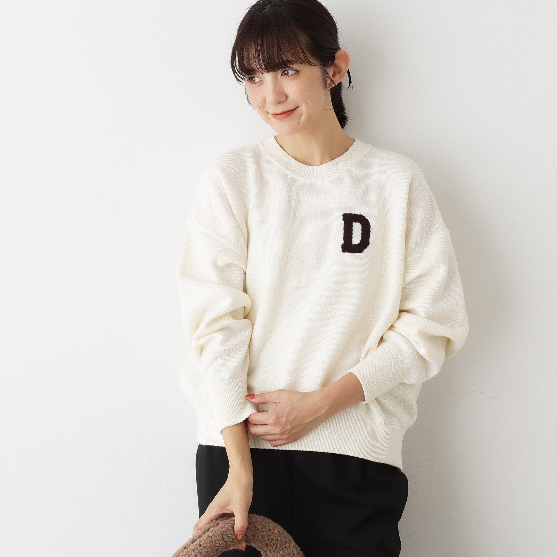 デッサン Dessin さがら刺繍クルーネックニット （オフホワイト(003)） オフホワイト(003)