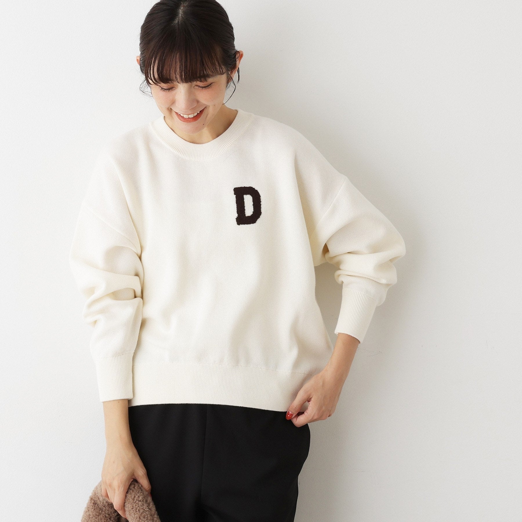 デッサン Dessin さがら刺繍クルーネックニット （オフホワイト(003)） オフホワイト(003)