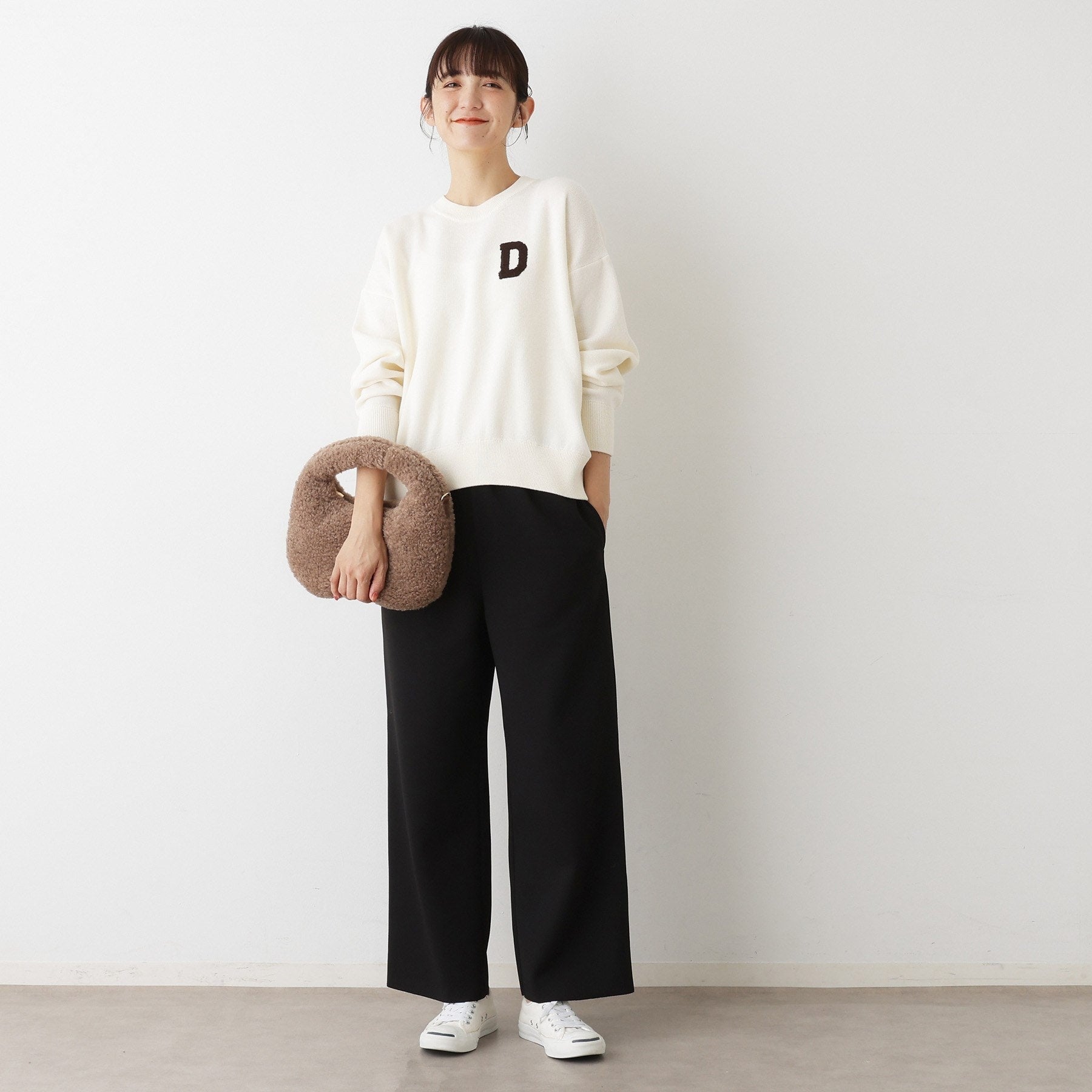 デッサン Dessin さがら刺繍クルーネックニット （オフホワイト(003)） オフホワイト(003)