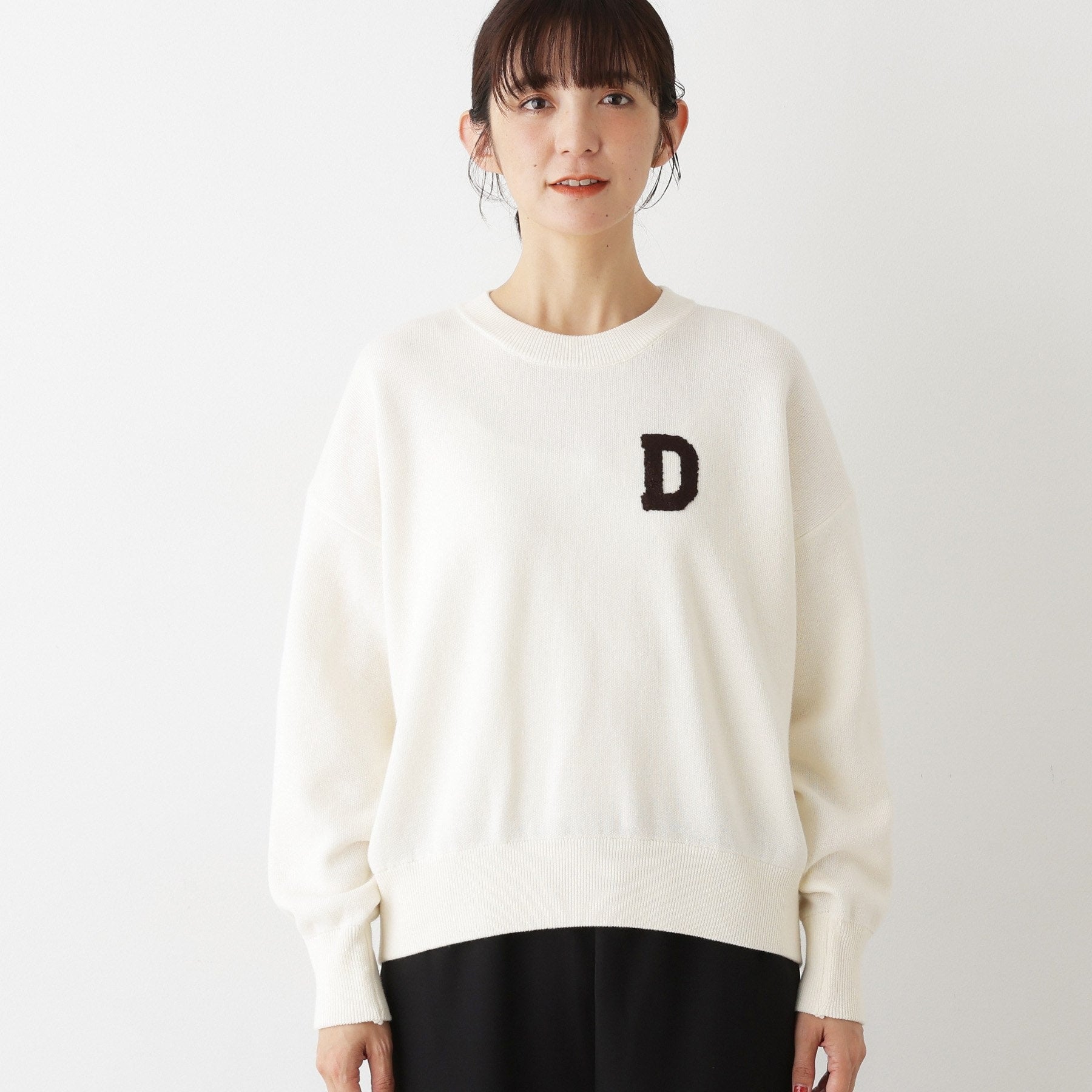 デッサン Dessin さがら刺繍クルーネックニット （オフホワイト(003)） オフホワイト(003)