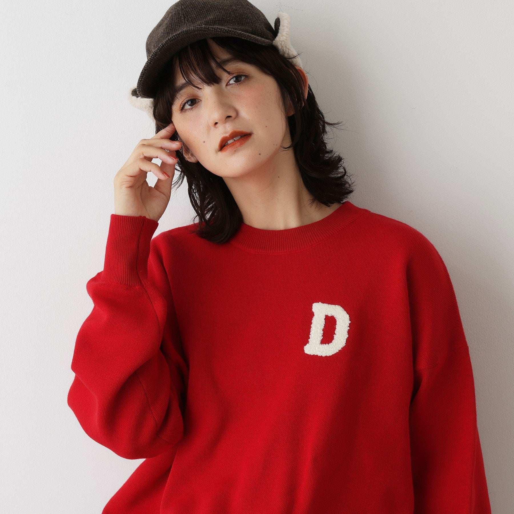 デッサン Dessin さがら刺繍クルーネックニット （レッド(063)） レッド(063)