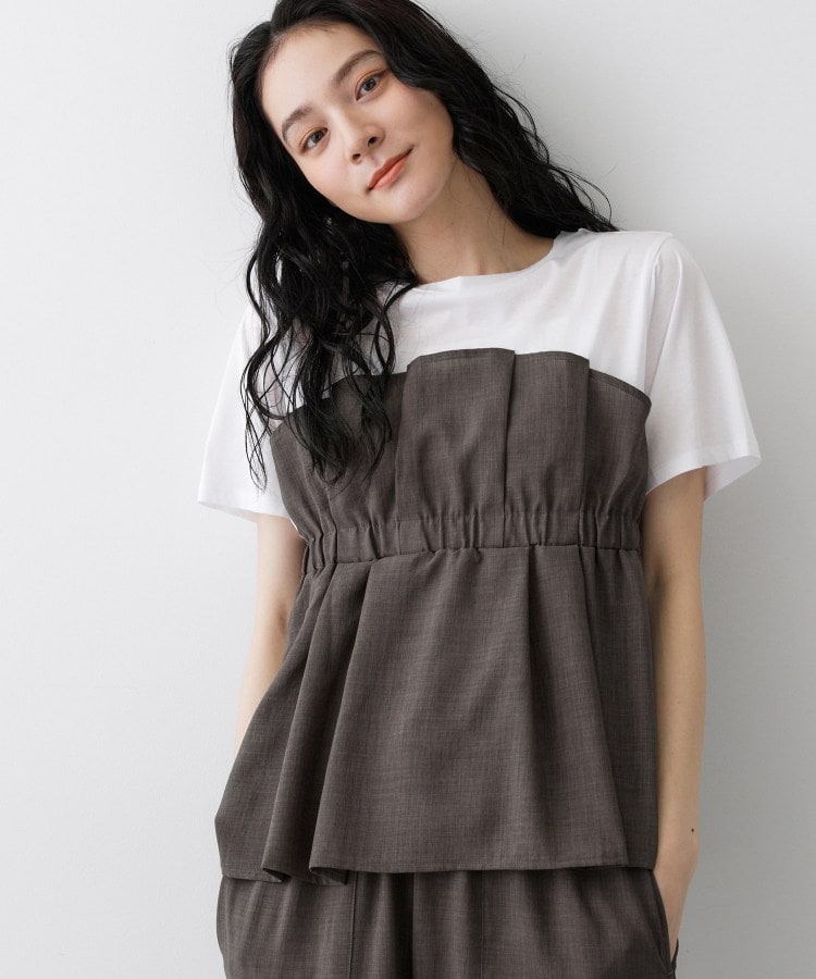 デッサン Dessin 【セットアップ可】ビスチェドッキングTシャツ （トープ(554)） トープ(554)