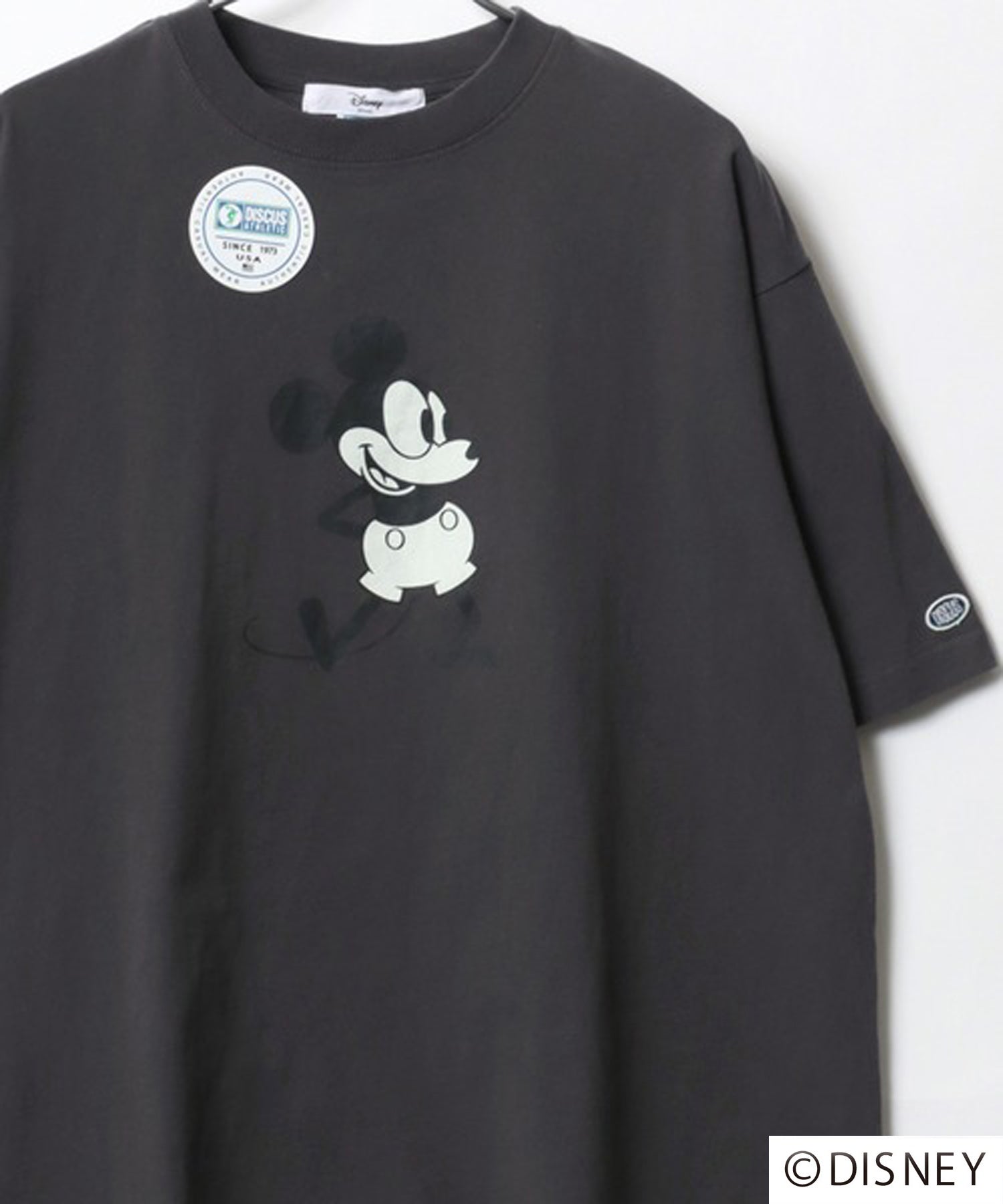 ディズニー Disney オーバーサイズ ミッキー ヴィンテージ レトロプリント 半袖Tシャツ （ブラック） ブラック