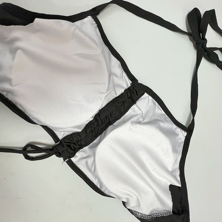 ダイヤモンドハーツ Diamond Hearts 【訳あり新品】体型カバー水着3点セット フリルハイウエスト セットアップビキニ 【返品不可商品】 （ブラック系その他） ブラック系その他