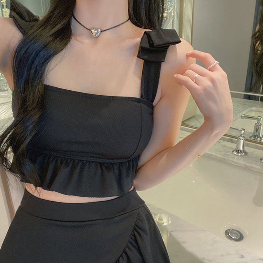ダイヤモンドハーツ Diamond Hearts レースアップフリル 水着 上下2点セット 【返品不可商品】 （ブラック） ブラック